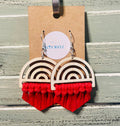 Macrame Earrings -Wood Rainbow Single
