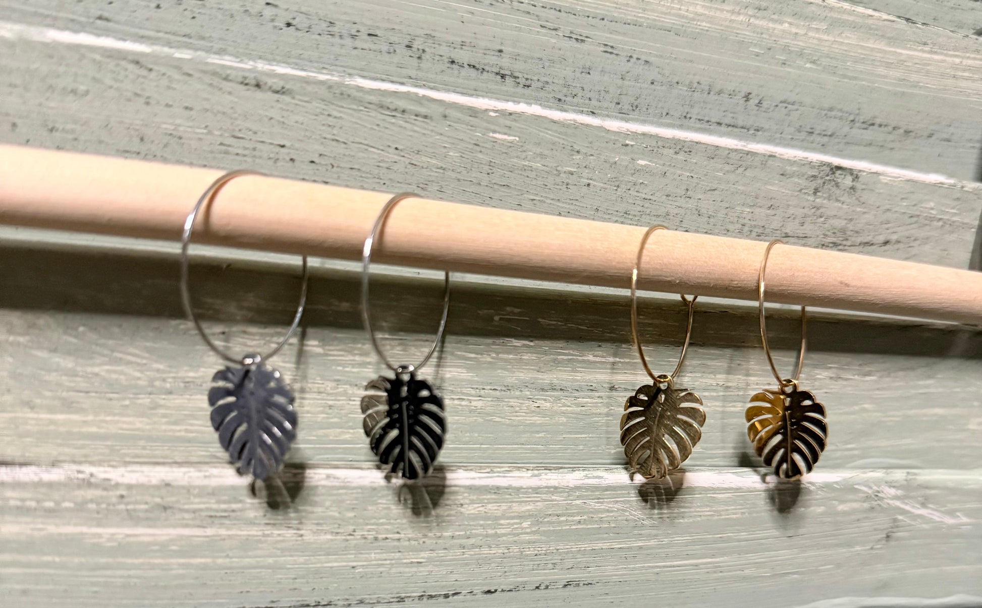 Coastal Palm Hoop Earrings