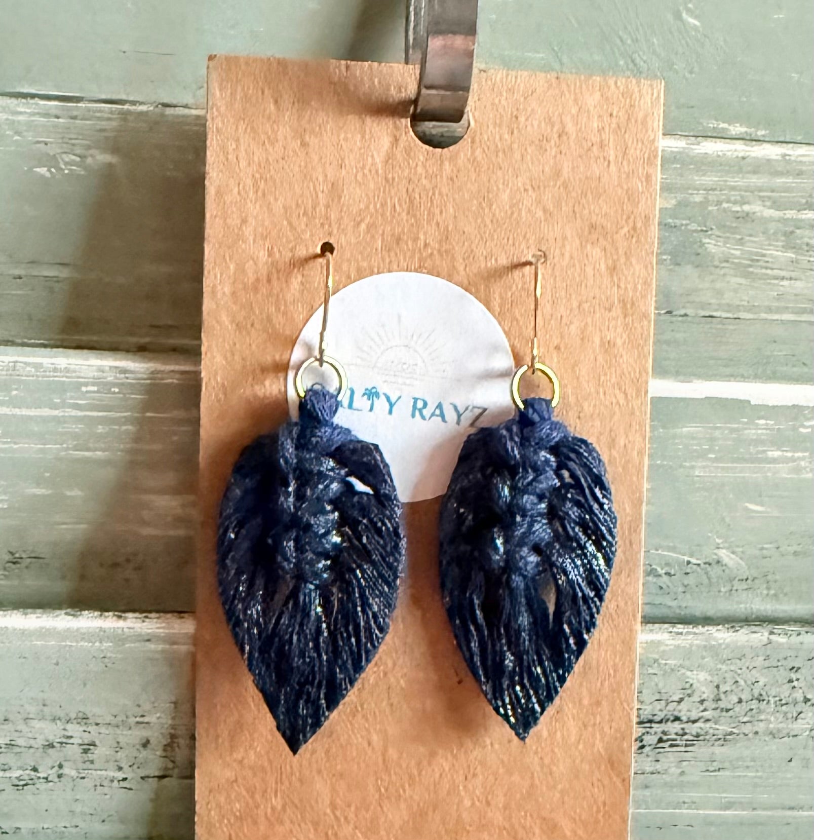 Macrame Earrings -Sprayed Feathers