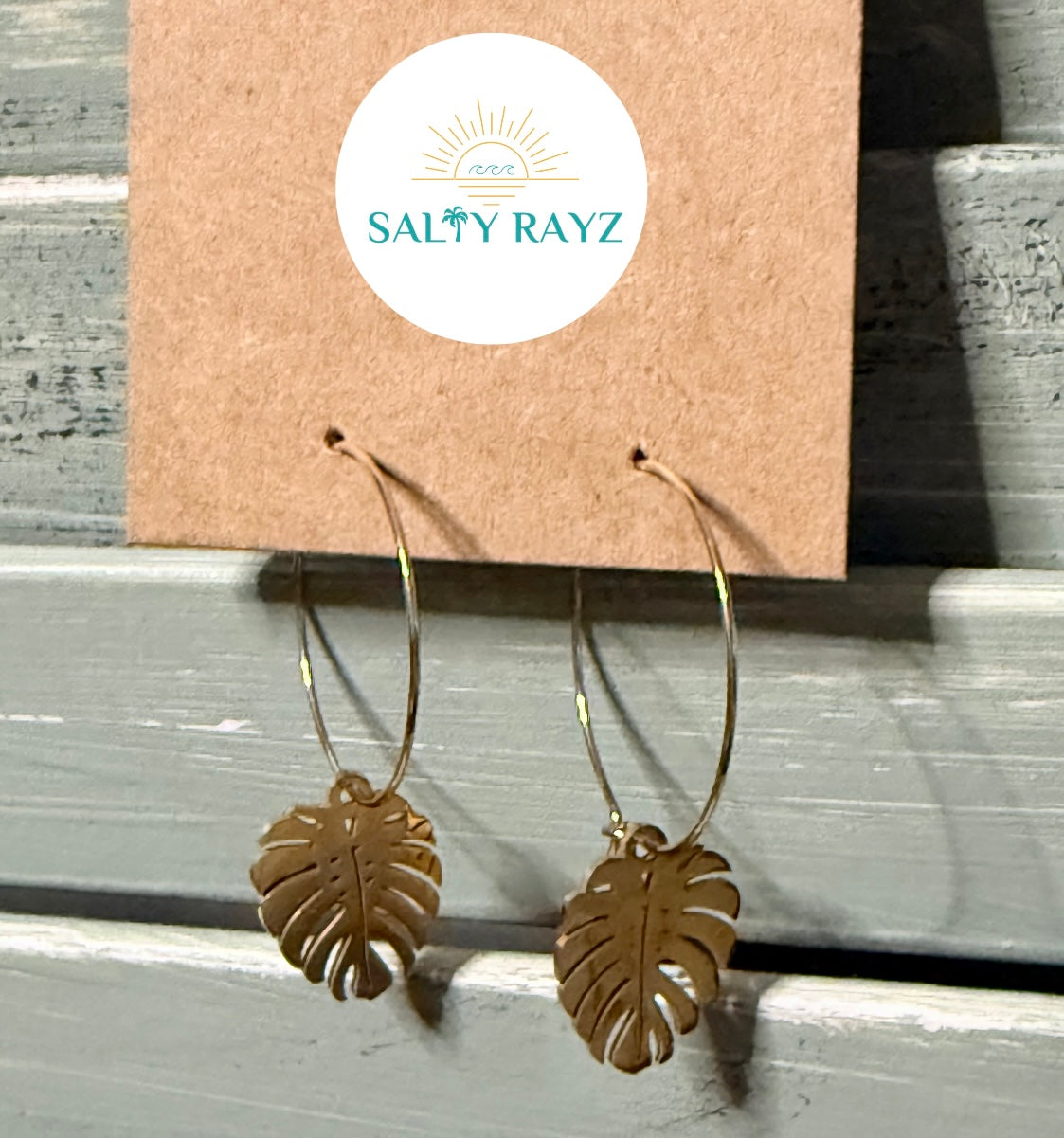 Coastal Palm Hoop Earrings