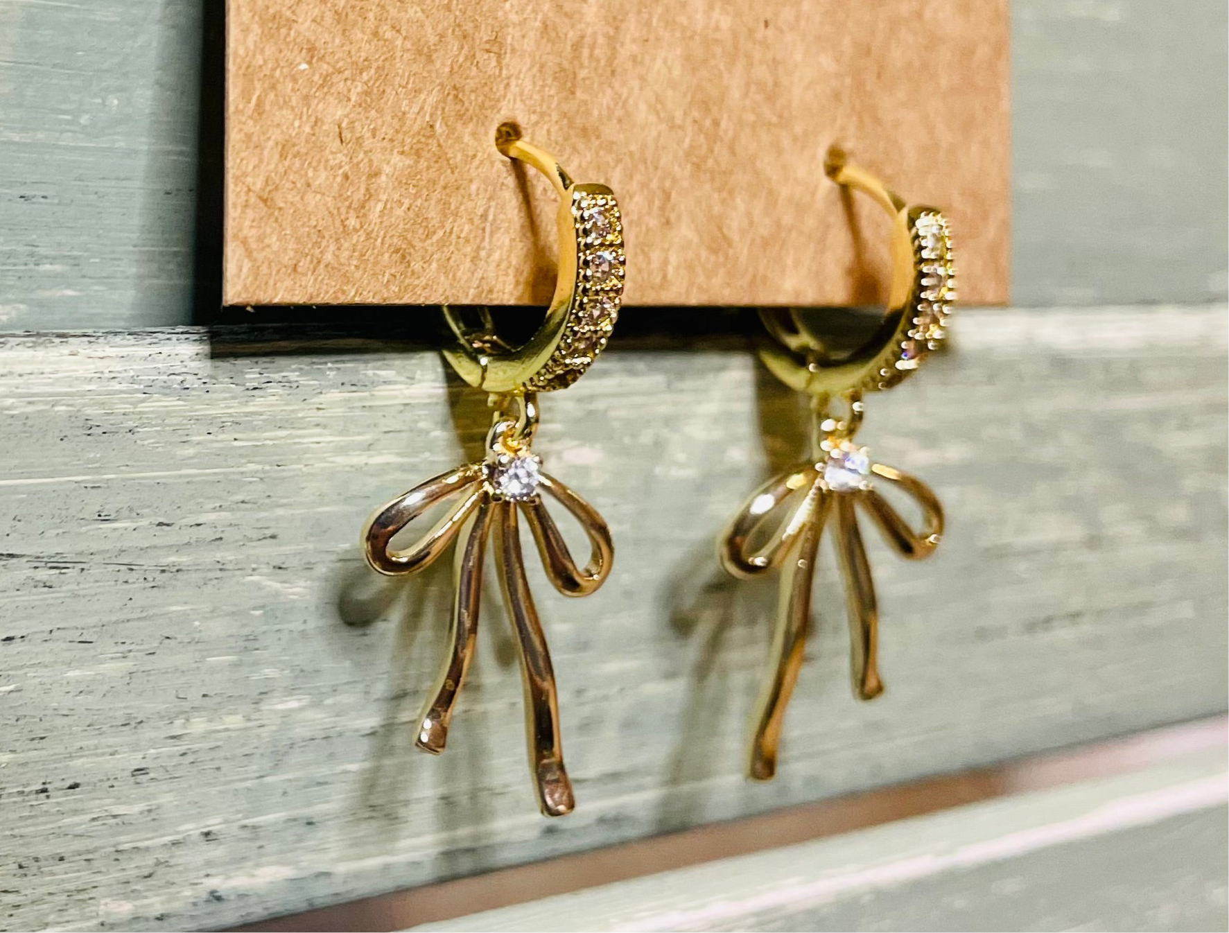 Sophia Bows Bling Leverback Earrings