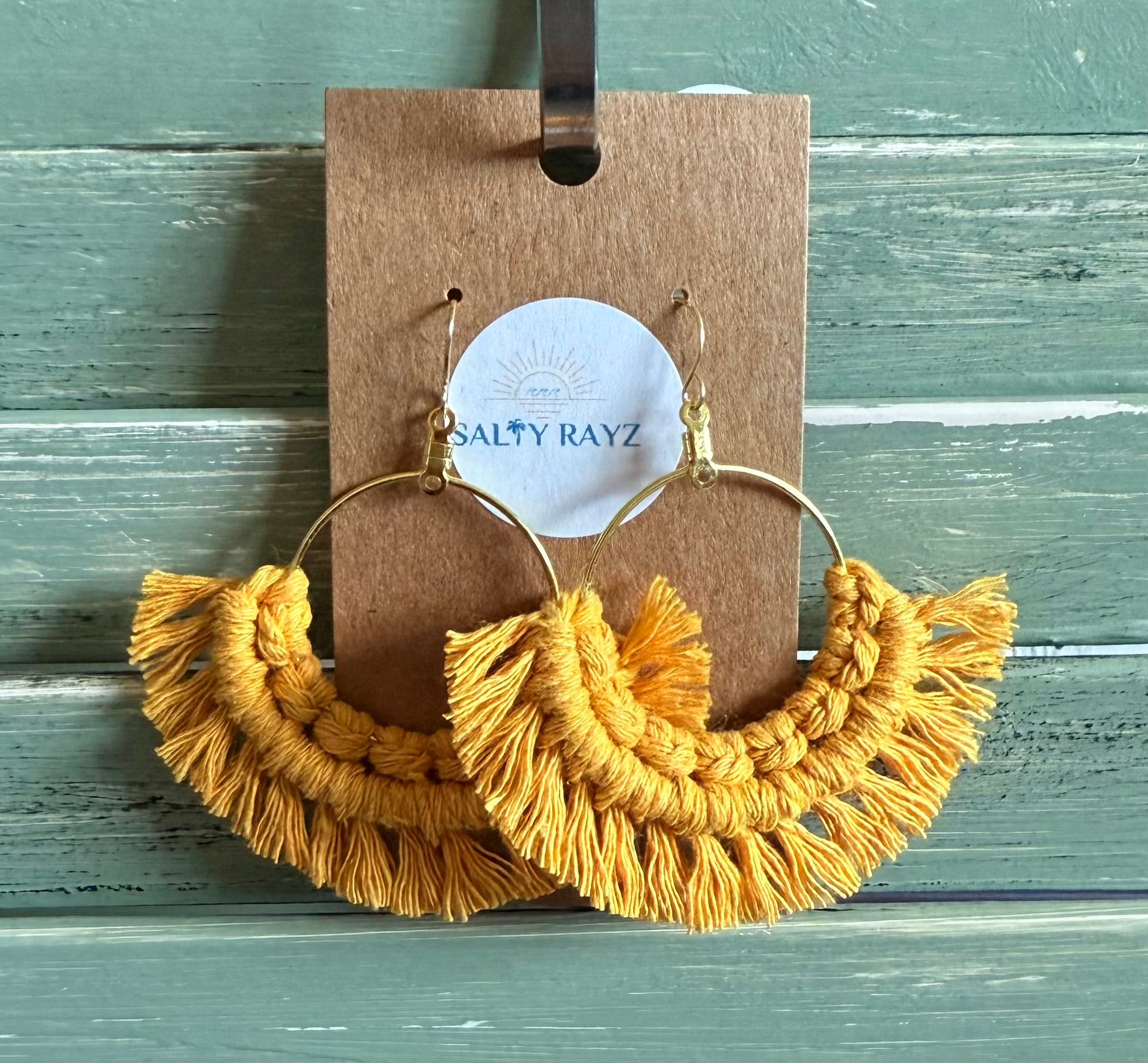 Macrame Earrings -Fringe Hoops Sz: Large
