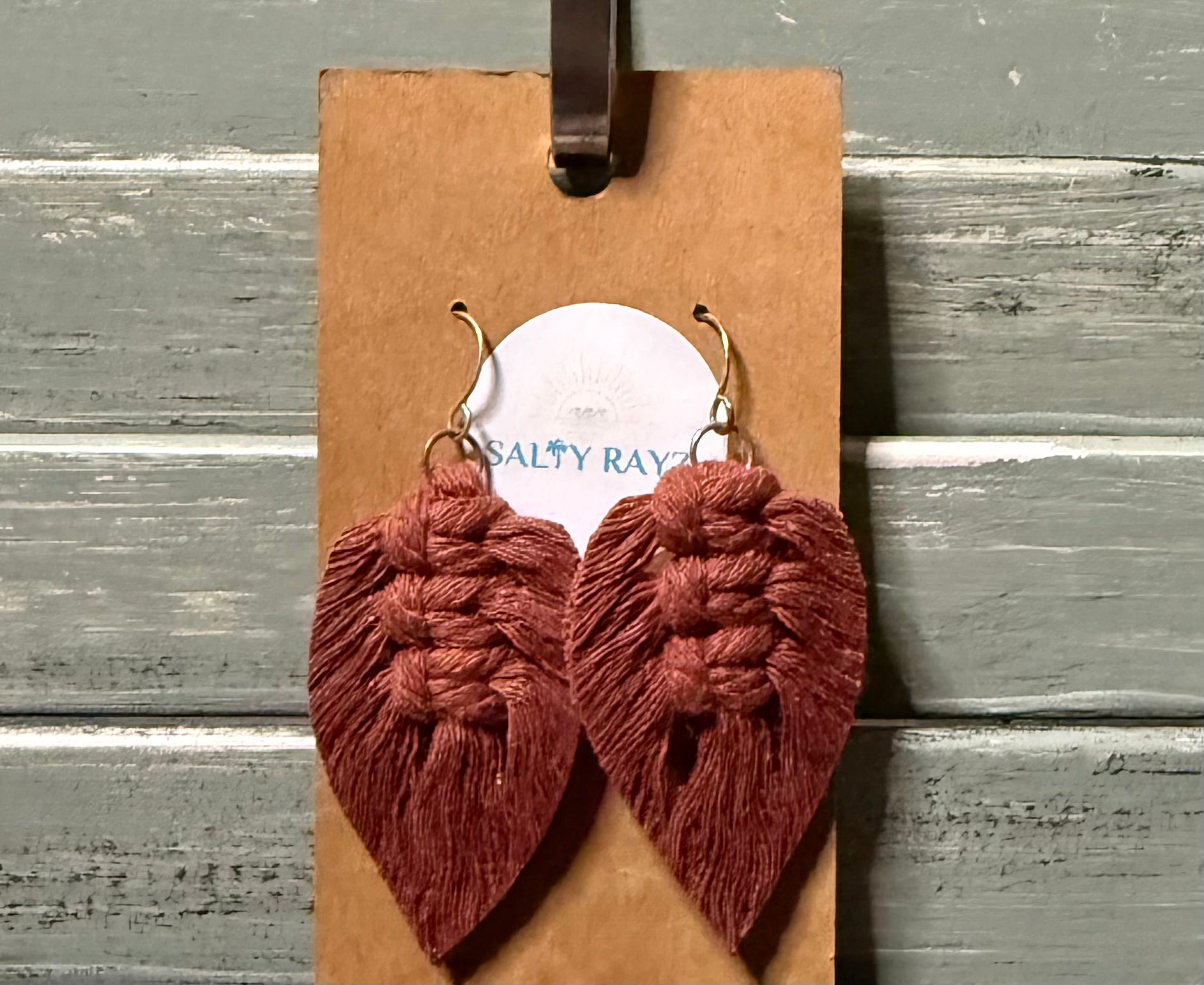 Macrame Earrings -Sprayed Feathers