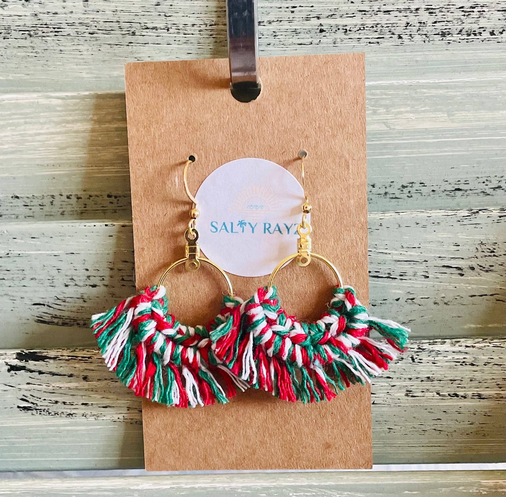 Macrame Earrings -Fringe Hoops Sz: Small