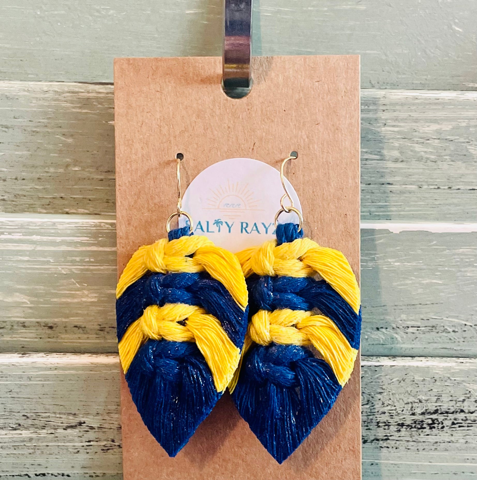 Macrame Earrings -Team Spirit Sprayed Feathers