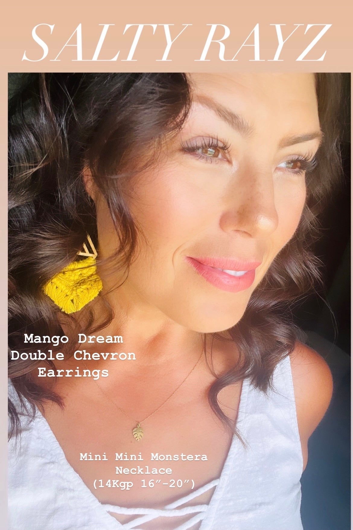 Macrame Earrings -Wood Chevrons Double