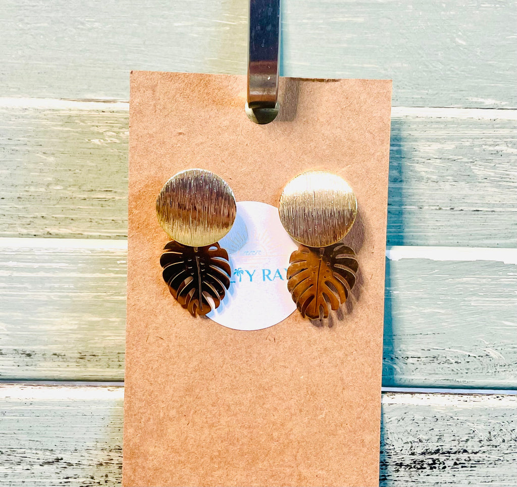 Coastal Palm (Brushed) Stud Earrings