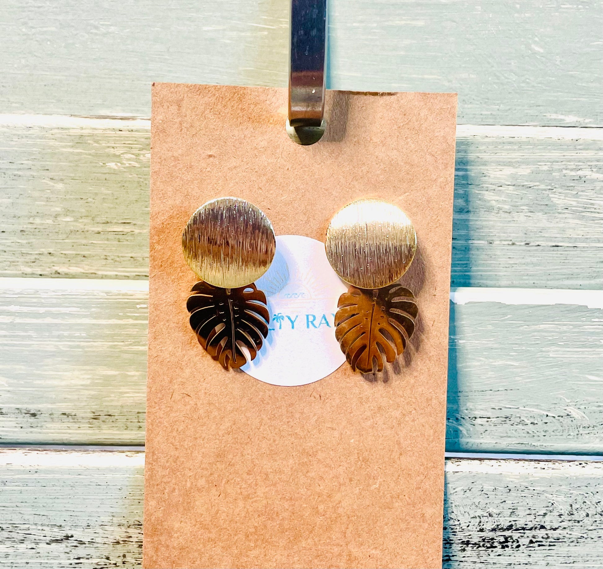 Coastal Palm (Brushed) Stud Earrings