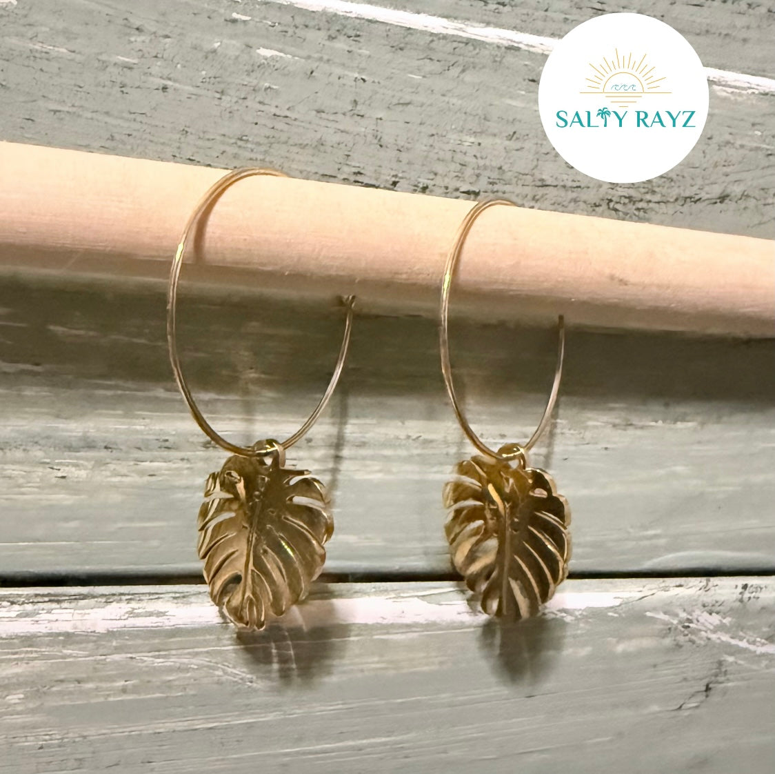 Coastal Palm Hoop Earrings