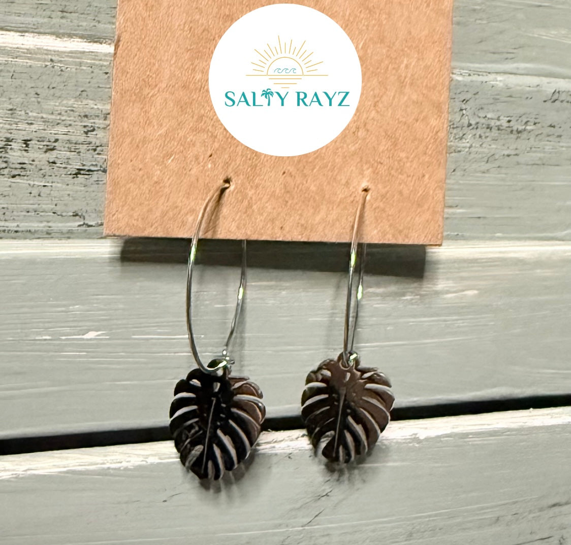 Coastal Palm Hoop Earrings