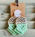 Macrame Earrings -Wood Rainbow Double
