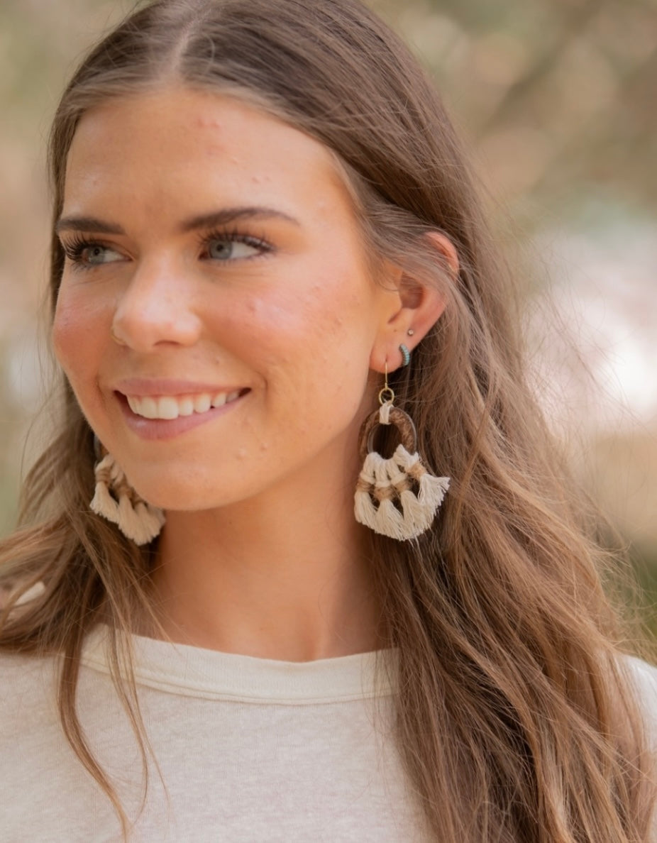 Macrame Earrings -Coconut Bay Sz: Medium