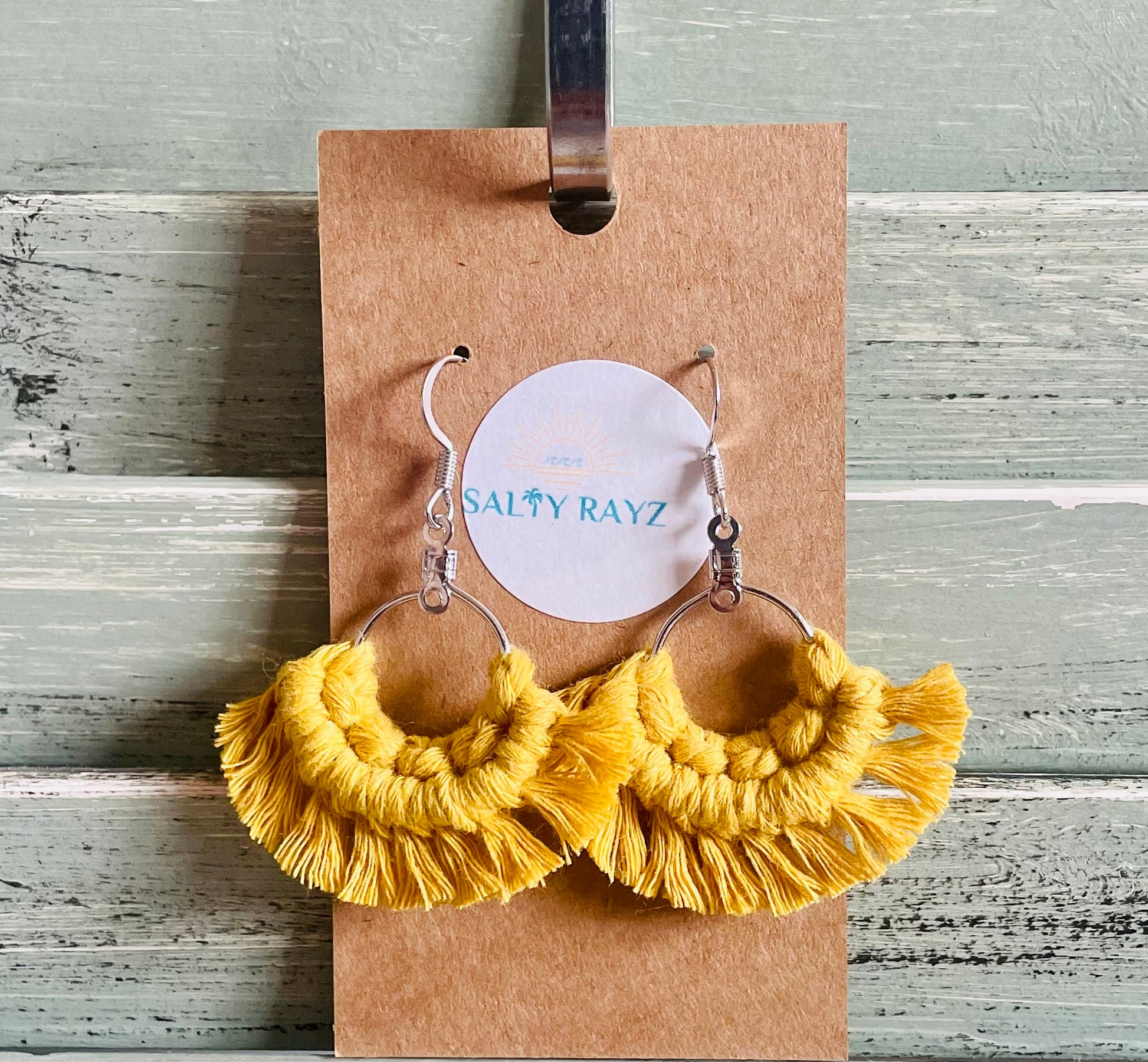 Macrame Earrings -Fringe Hoops Sz: Small