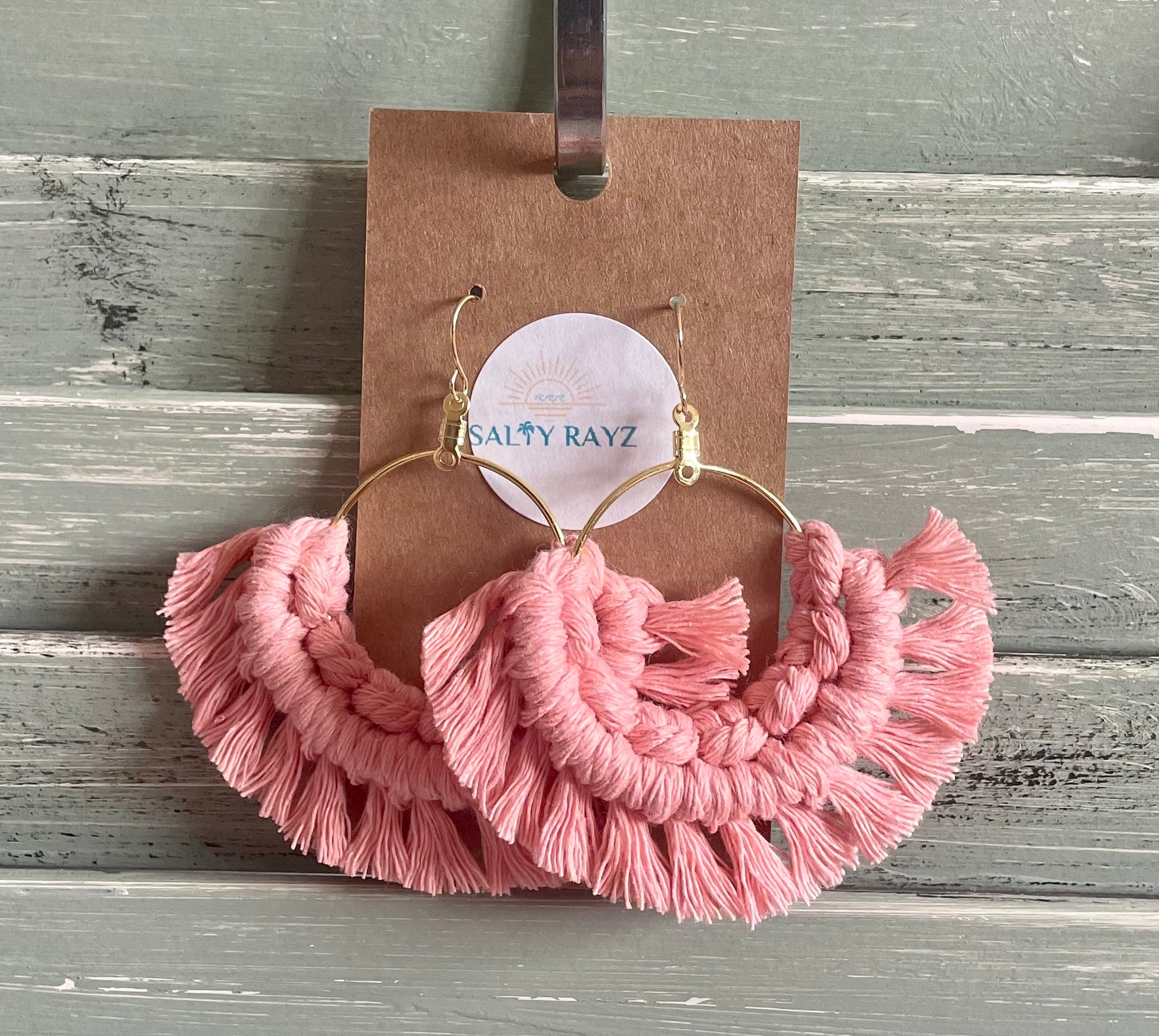 Macrame Earrings -Fringe Hoops Sz: Large