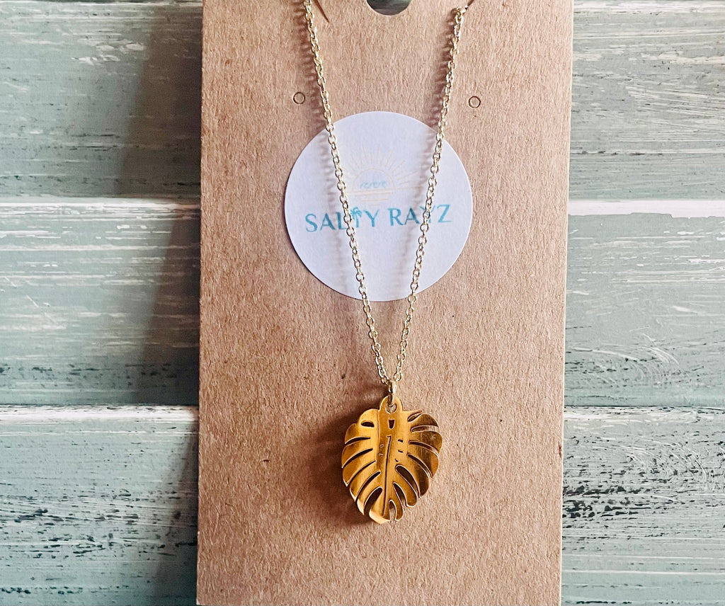 Monstera Palm Necklace