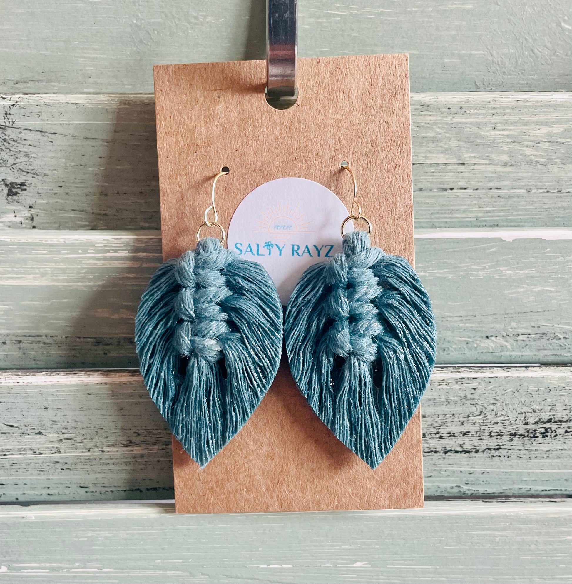 Macrame Earrings -Sprayed Feathers