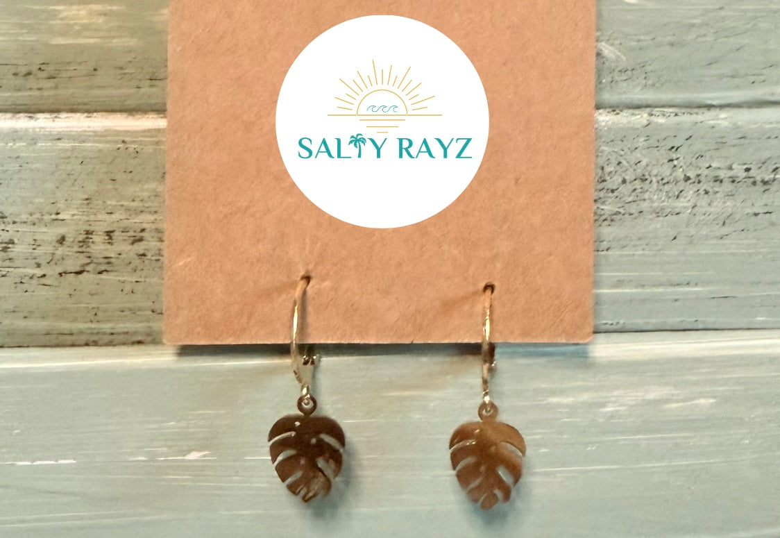 Mini Mini Monstera Leverback Earrings