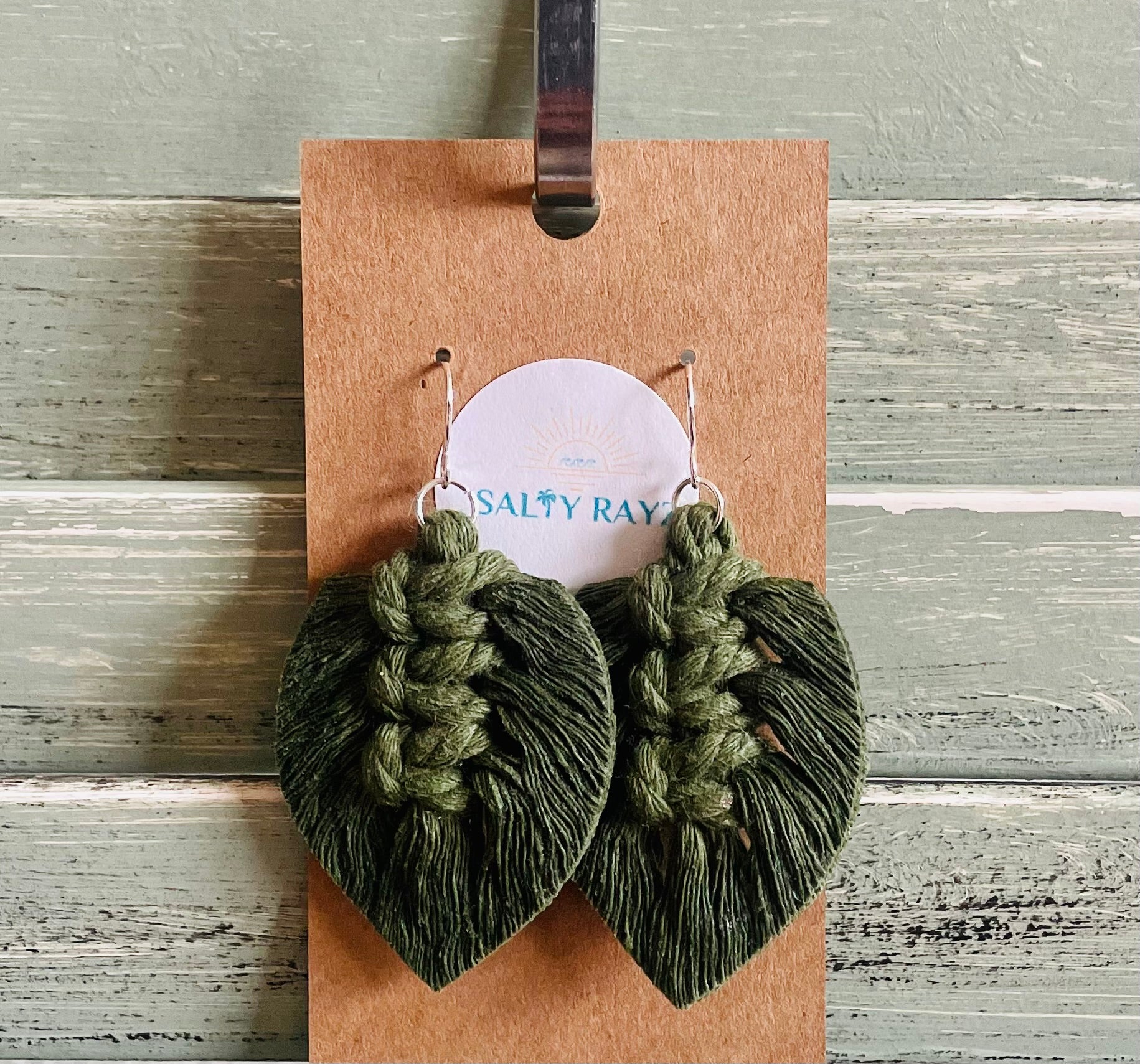 Macrame Earrings -Sprayed Feathers