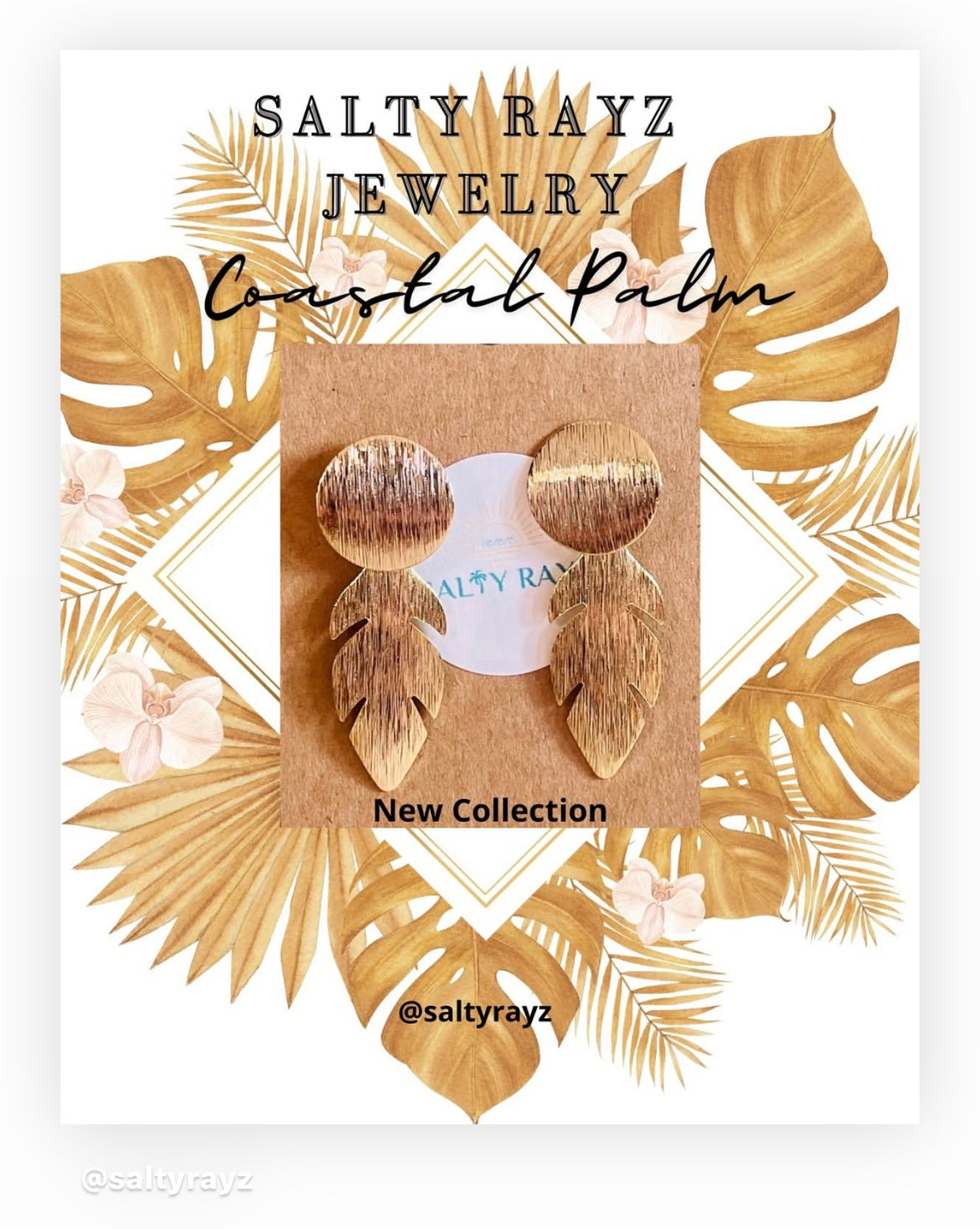 Brushed Coastal Palm Stud Earrings: Large