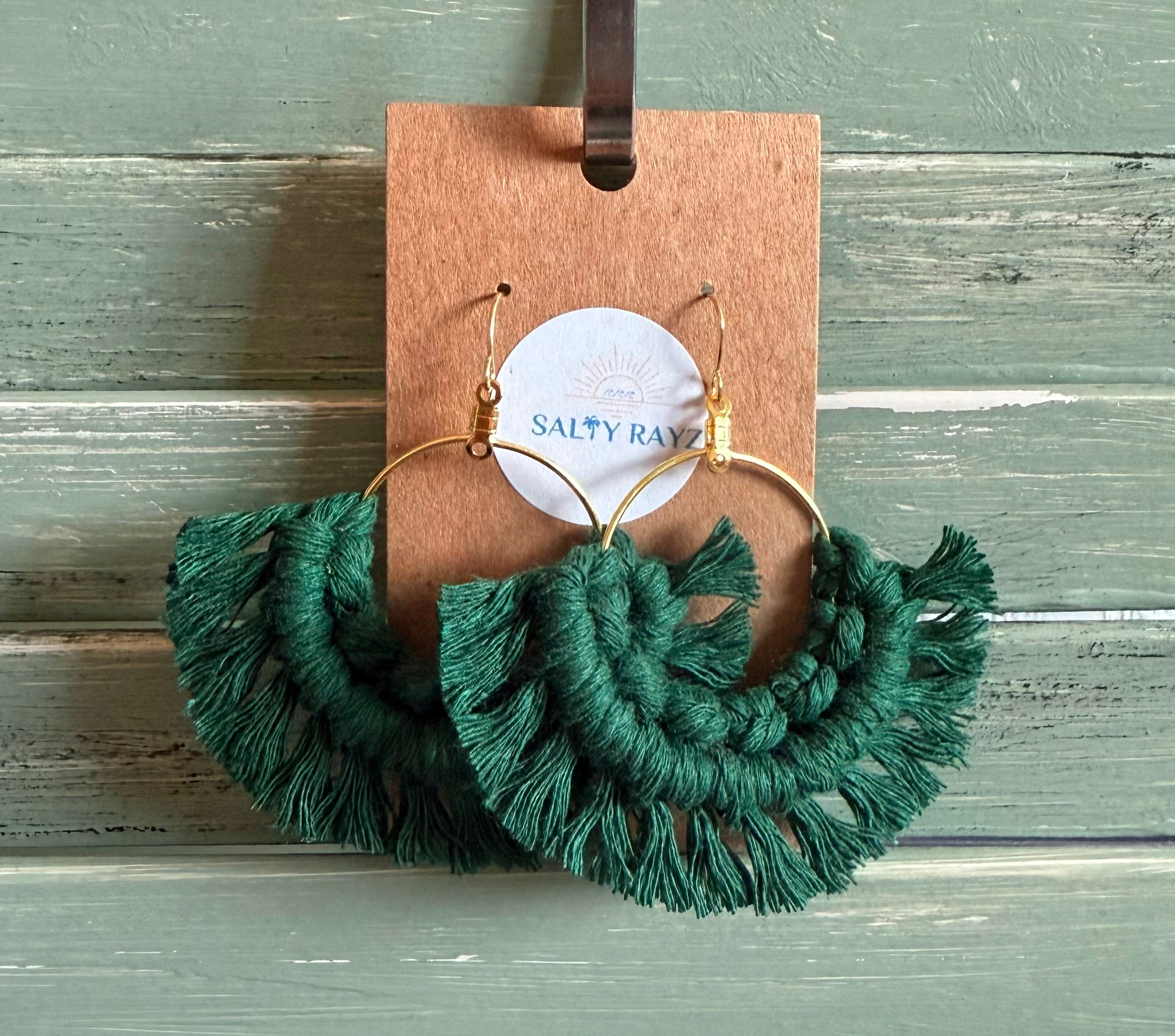 Macrame Earrings -Fringe Hoops Sz: Large