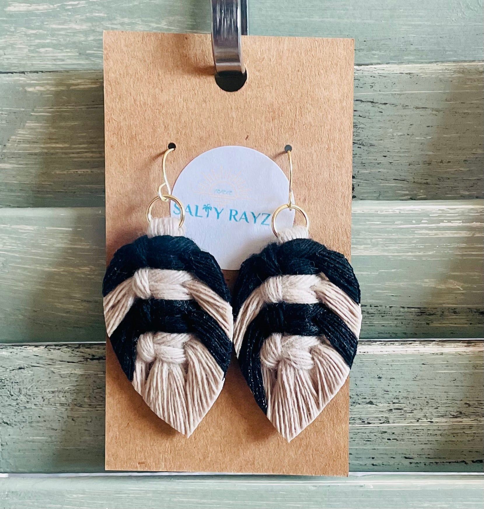 Macrame Earrings -Team Spirit Sprayed Feathers