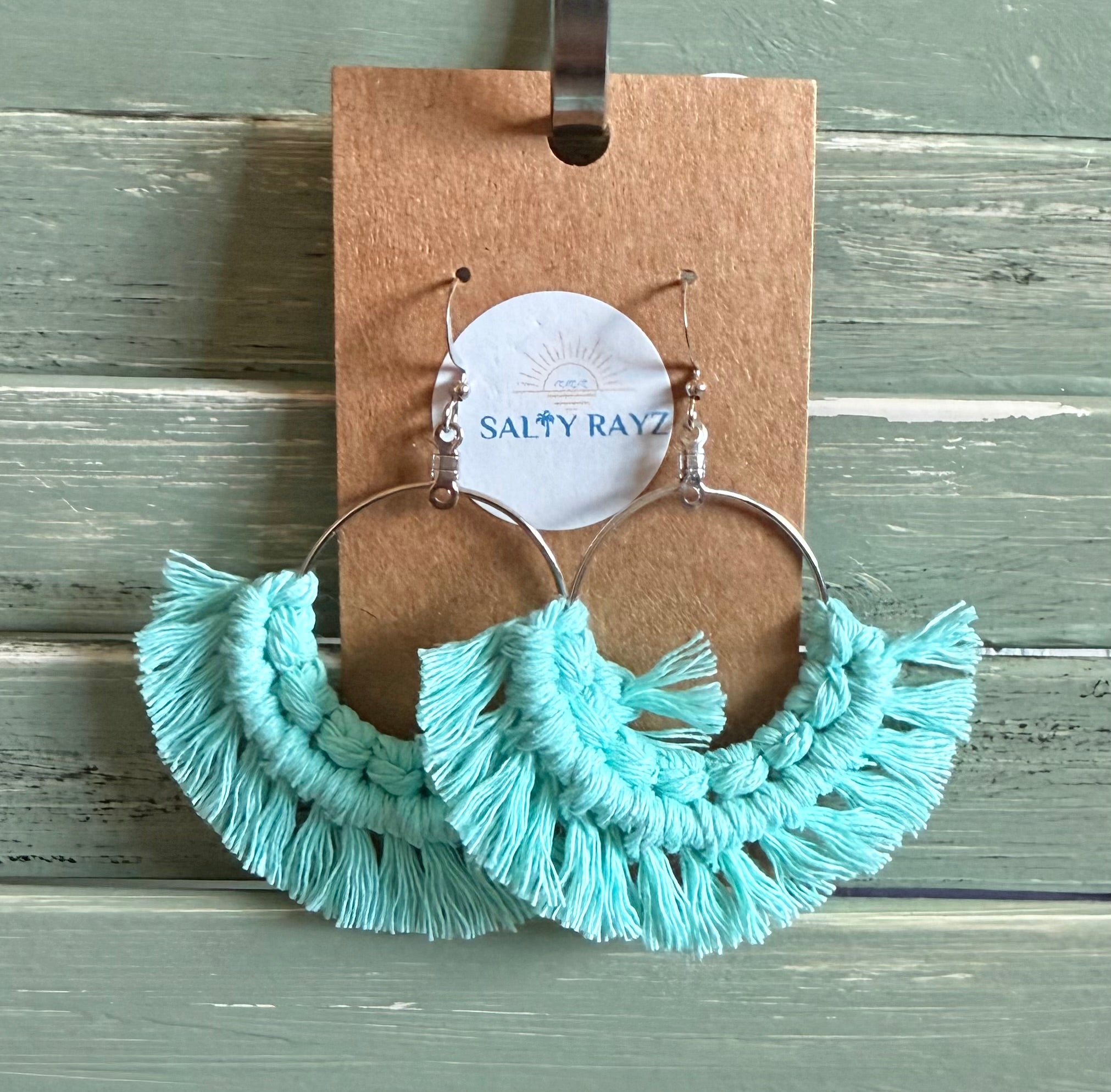 Macrame Earrings -Fringe Hoops Sz: Large