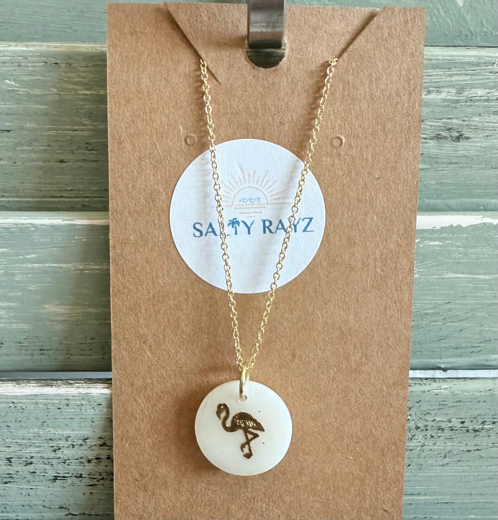 Fresh Water Shell Necklace: Flamingo