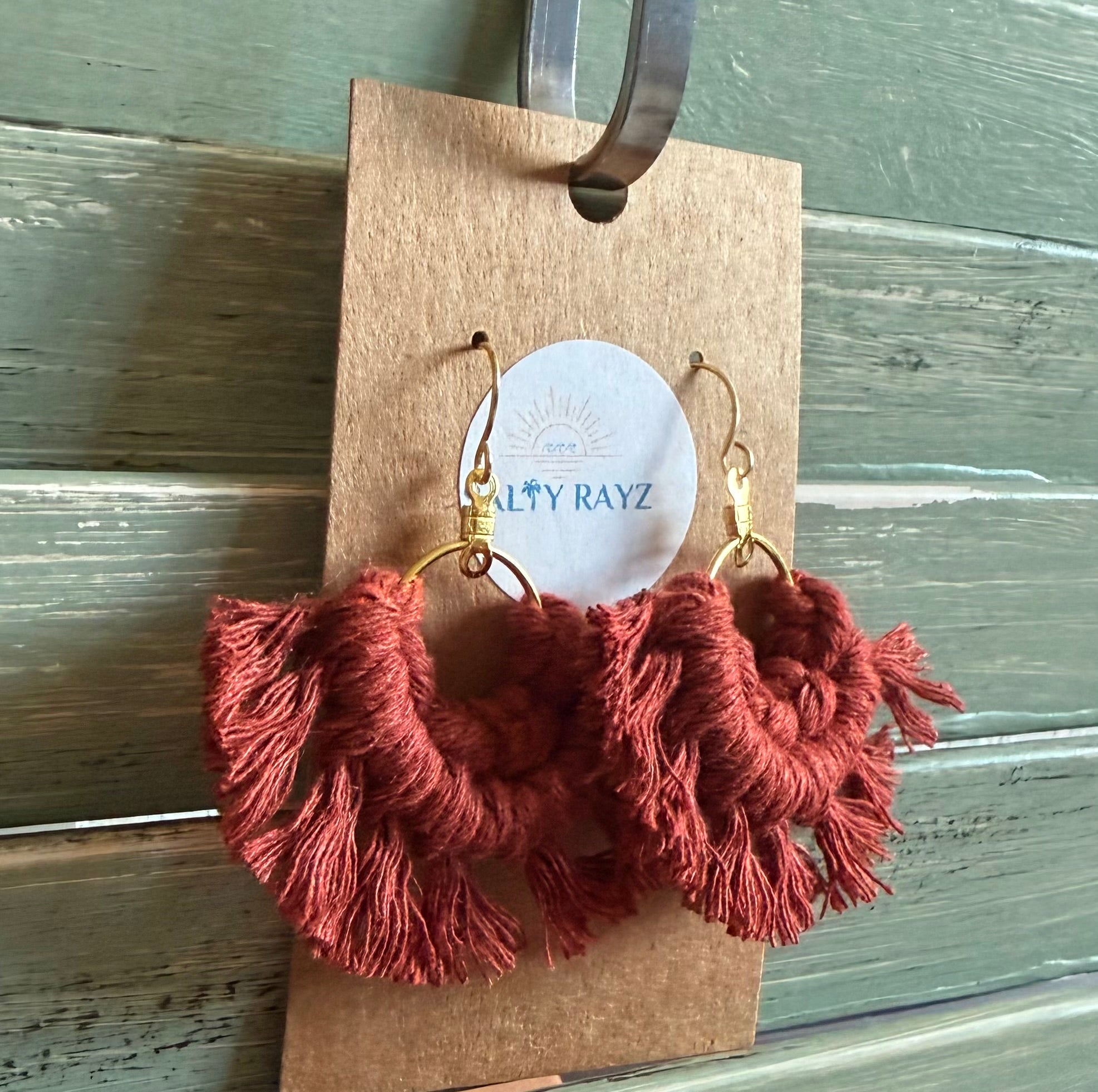 Macrame Earrings -Fringe Hoops Sz: Small