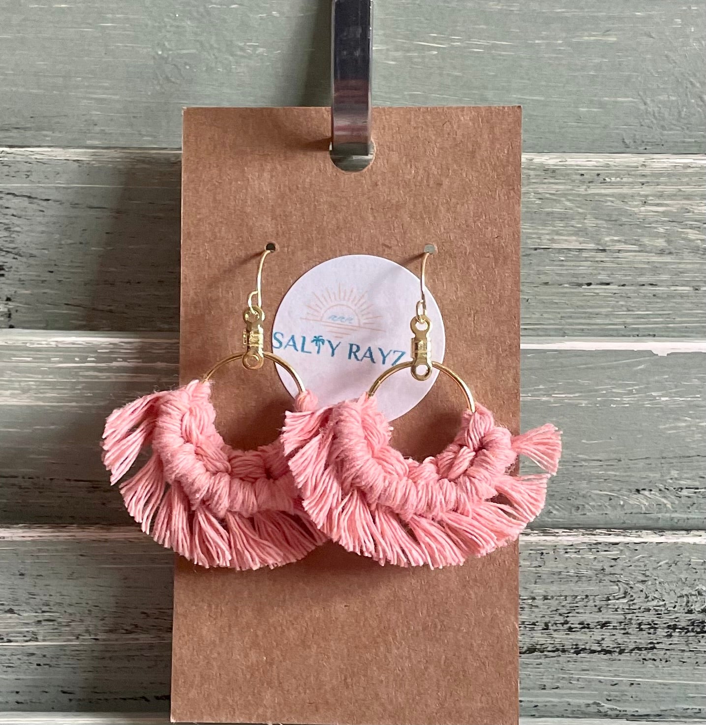 Macrame Earrings -Fringe Hoops Sz: Small