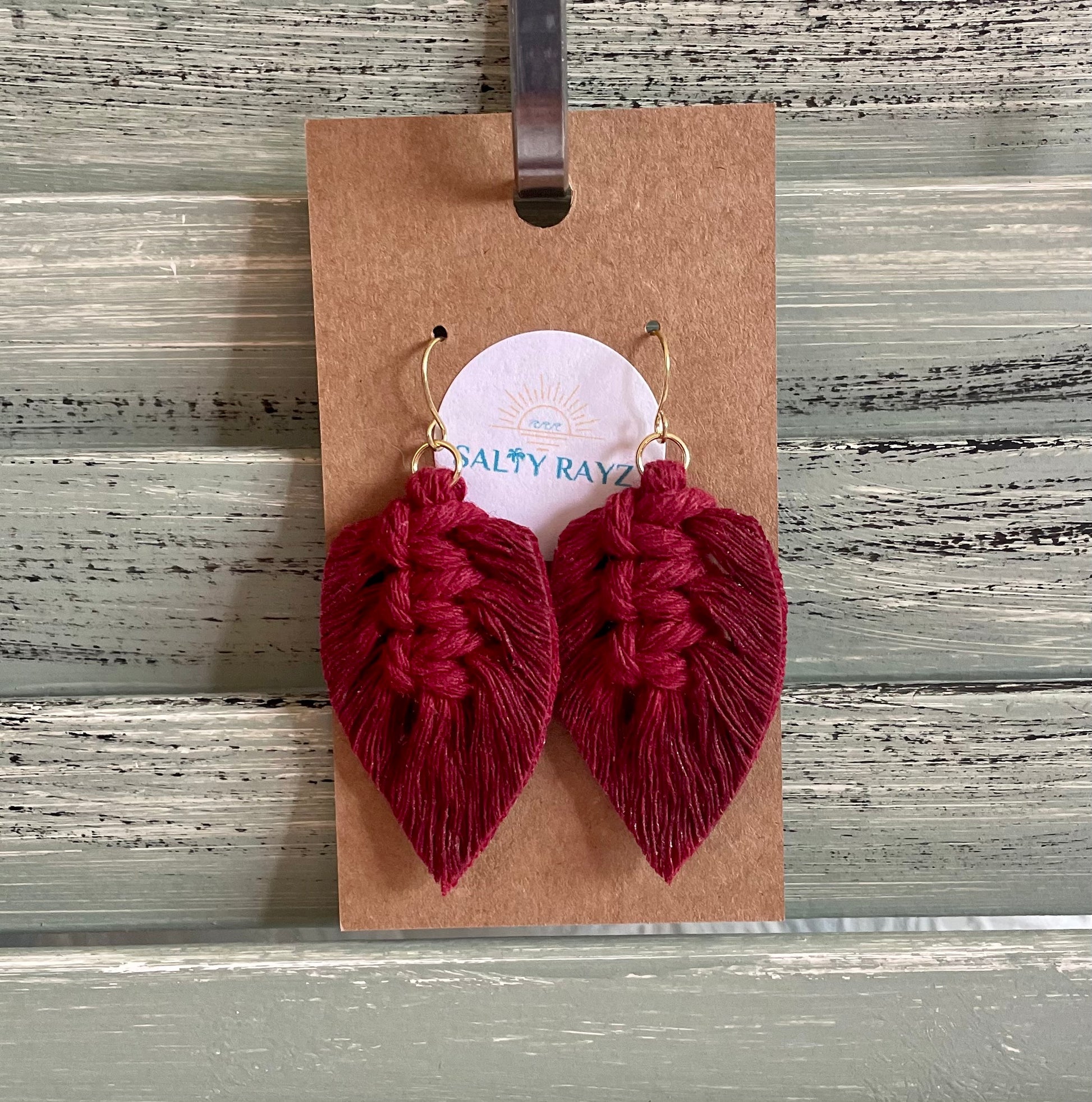 Macrame Earrings -Sprayed Feathers