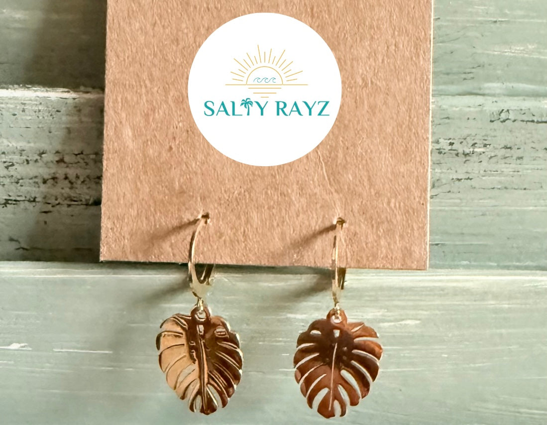 Monstera Palm Leverback Earrings