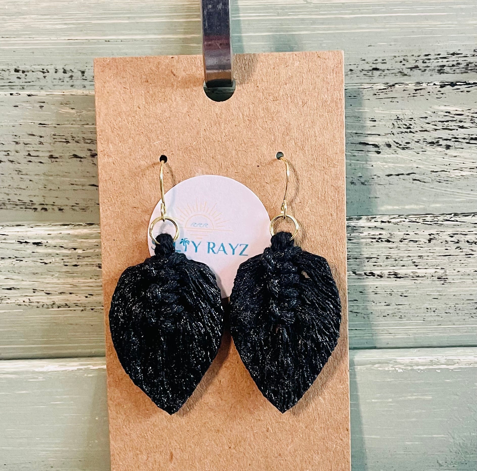 Macrame Earrings -Sprayed Feathers
