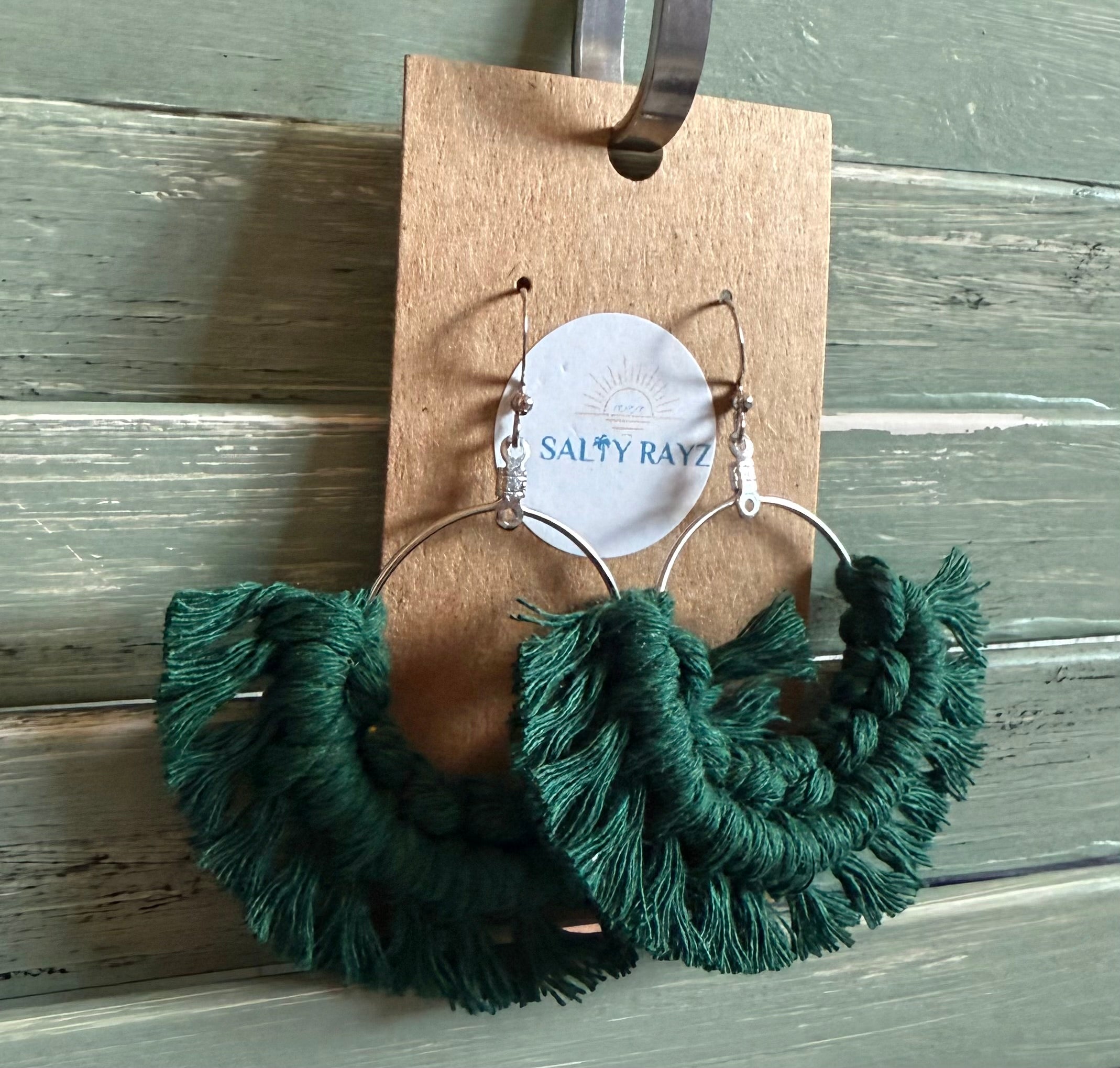 Macrame Earrings -Fringe Hoops Sz: Large