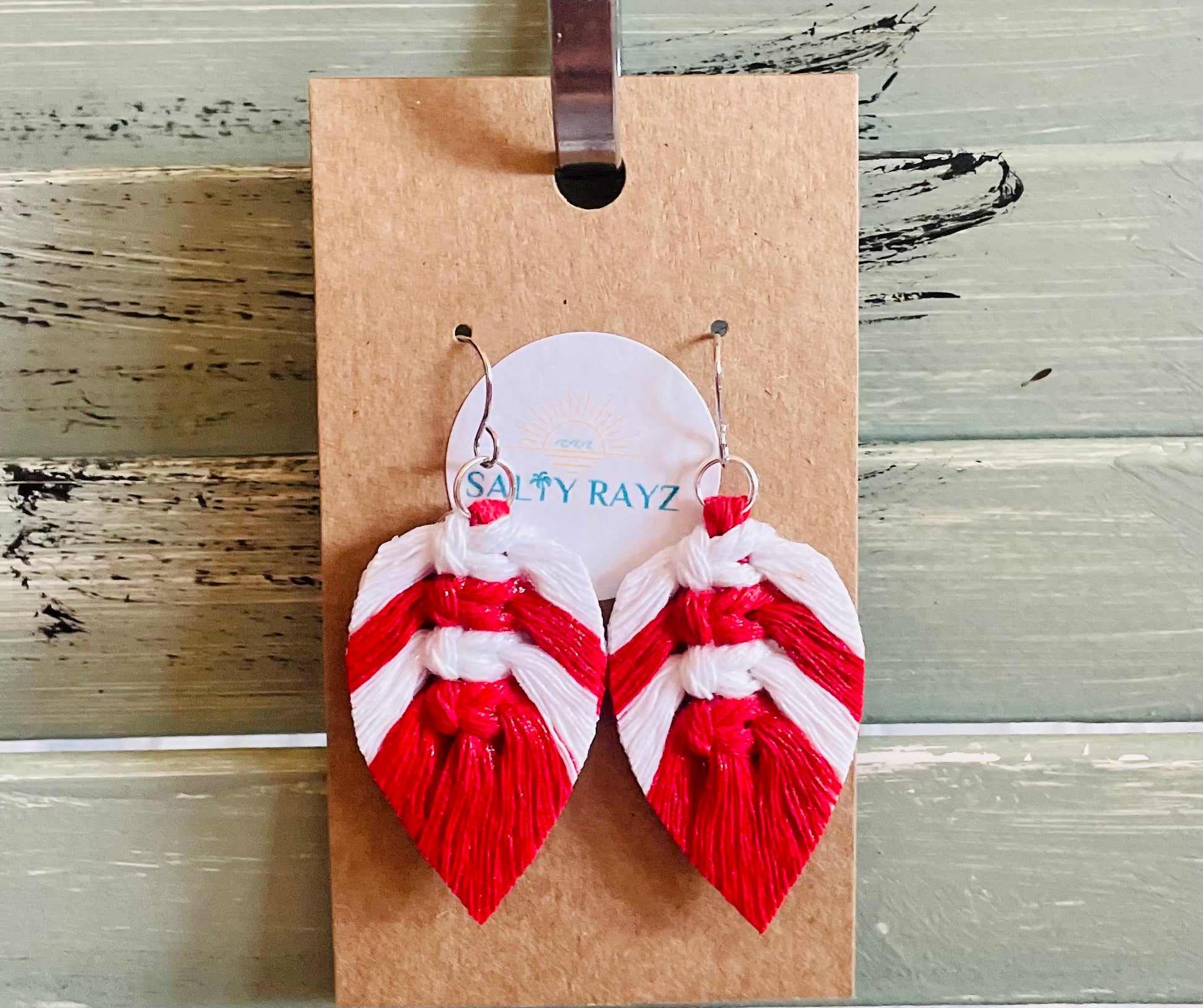 Macrame Earrings -Team Spirit Sprayed Feathers