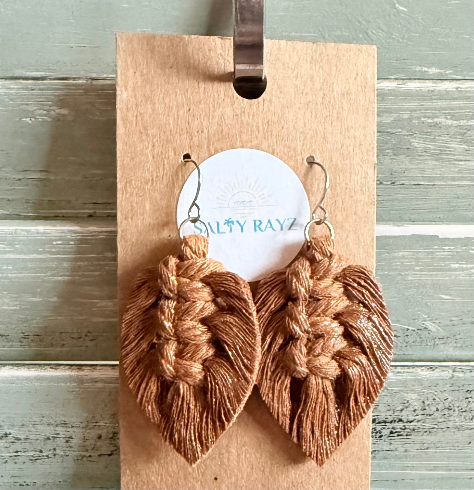 Macrame Earrings -Sprayed Feathers