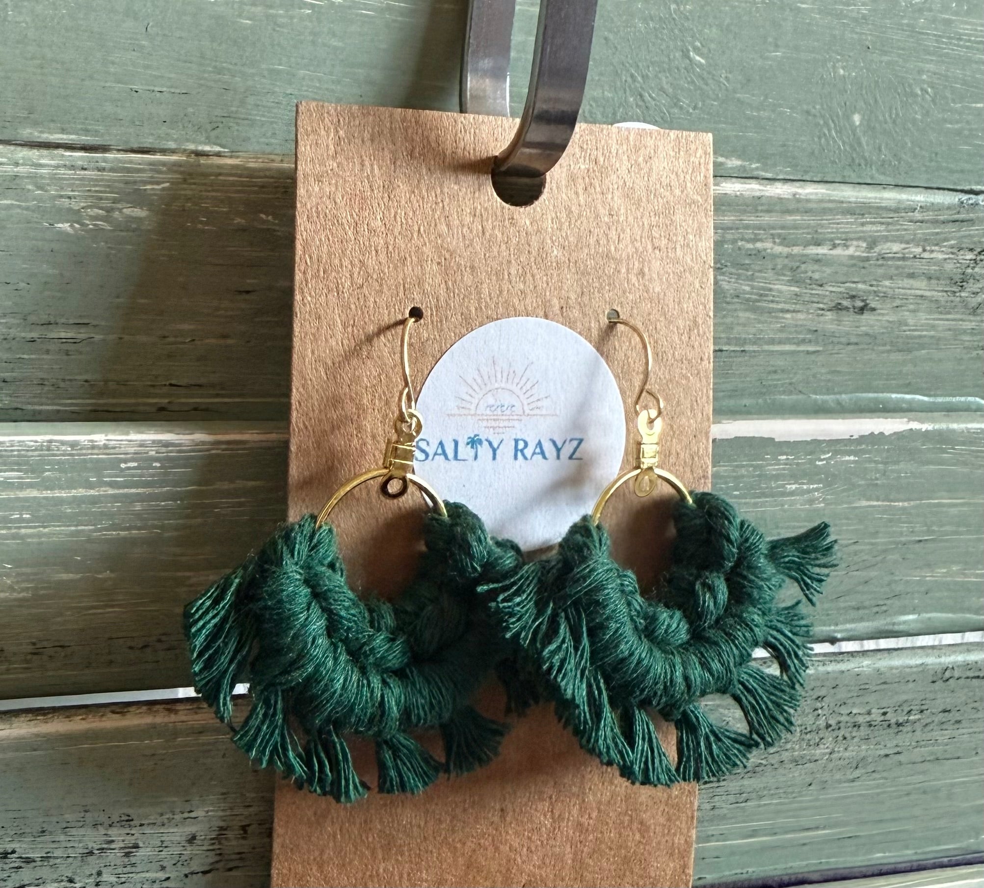 Macrame Earrings -Fringe Hoops Sz: Small
