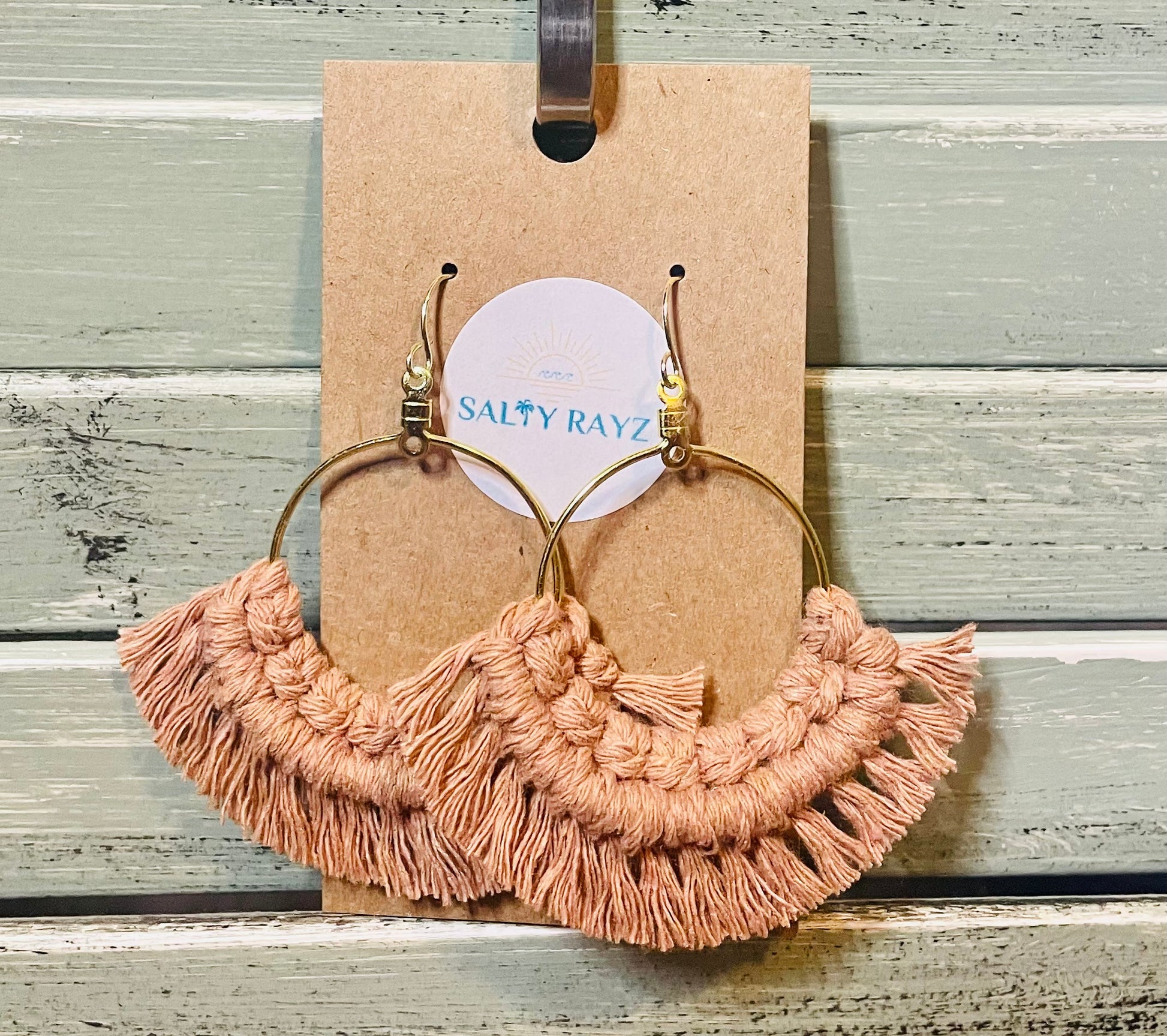 Macrame Earrings -Fringe Hoops Sz: Large