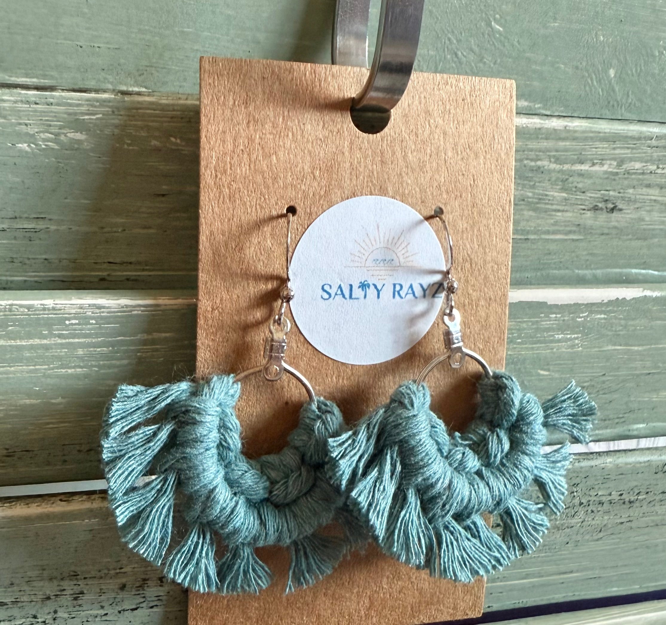 Macrame Earrings -Fringe Hoops Sz: Small