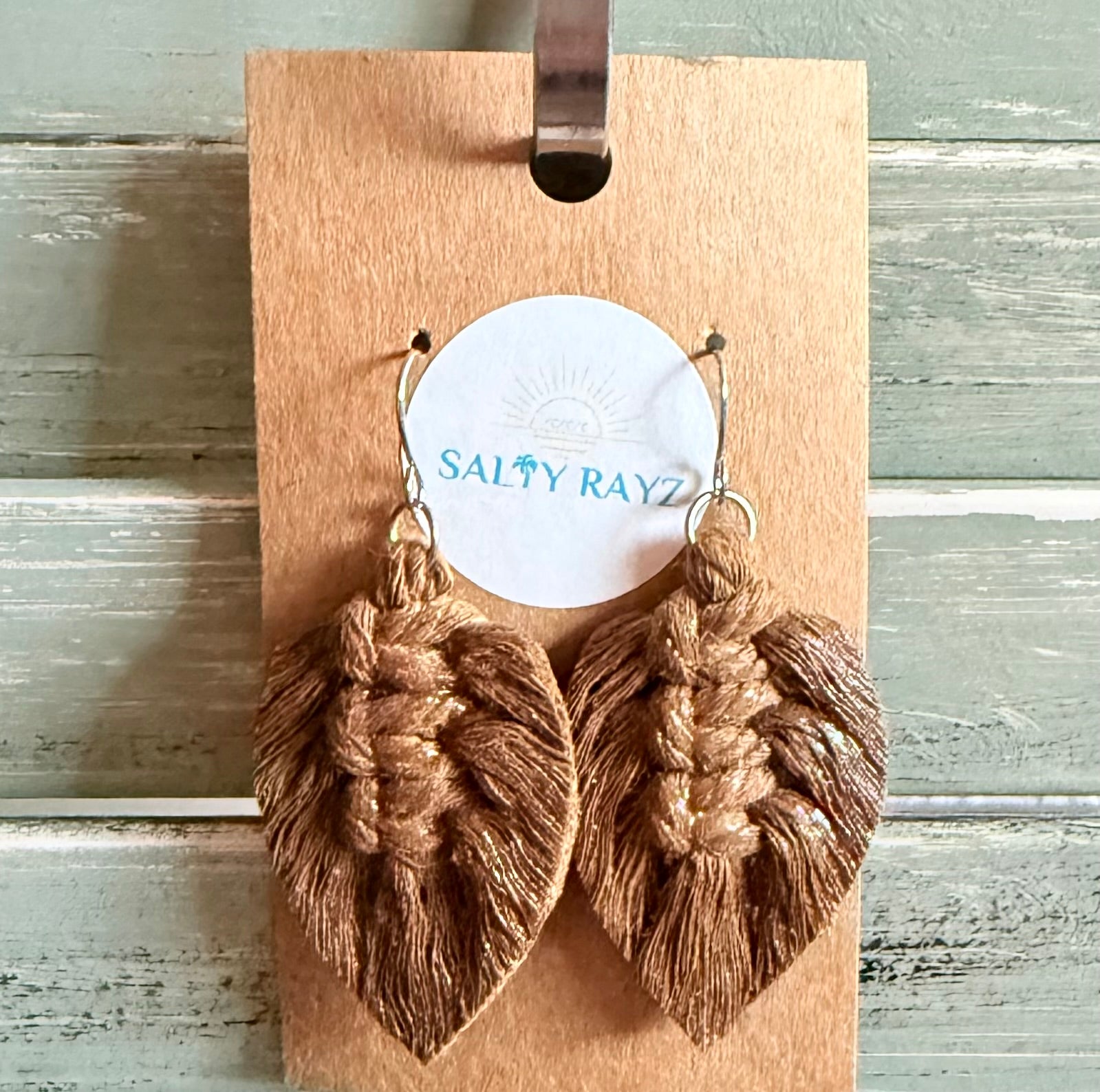 Macrame Earrings -Sprayed Feathers