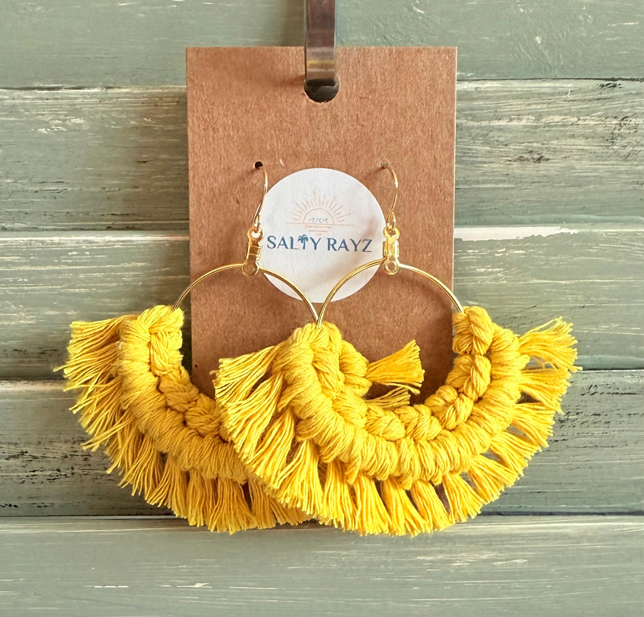 Macrame Earrings -Fringe Hoops Sz: Large