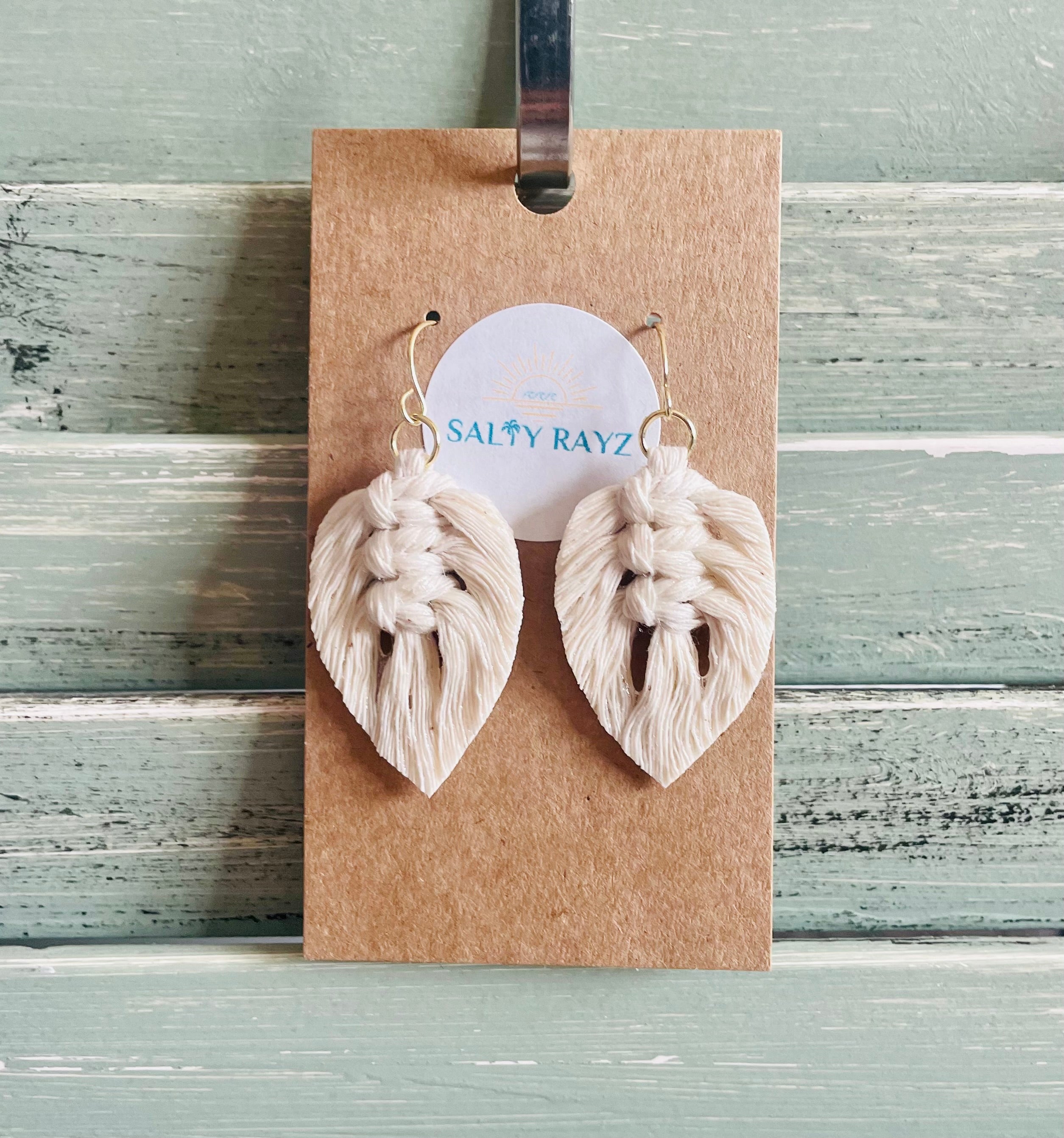 Macrame Earrings -Sprayed Feathers
