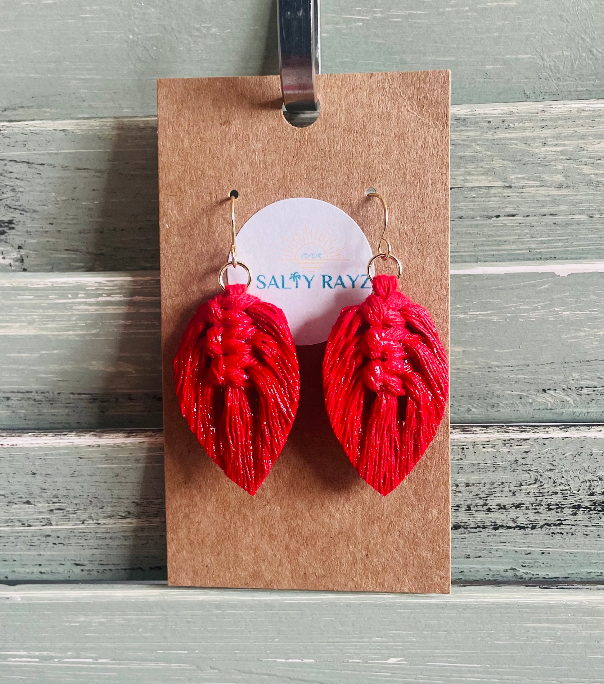 Macrame Earrings -Sprayed Feathers