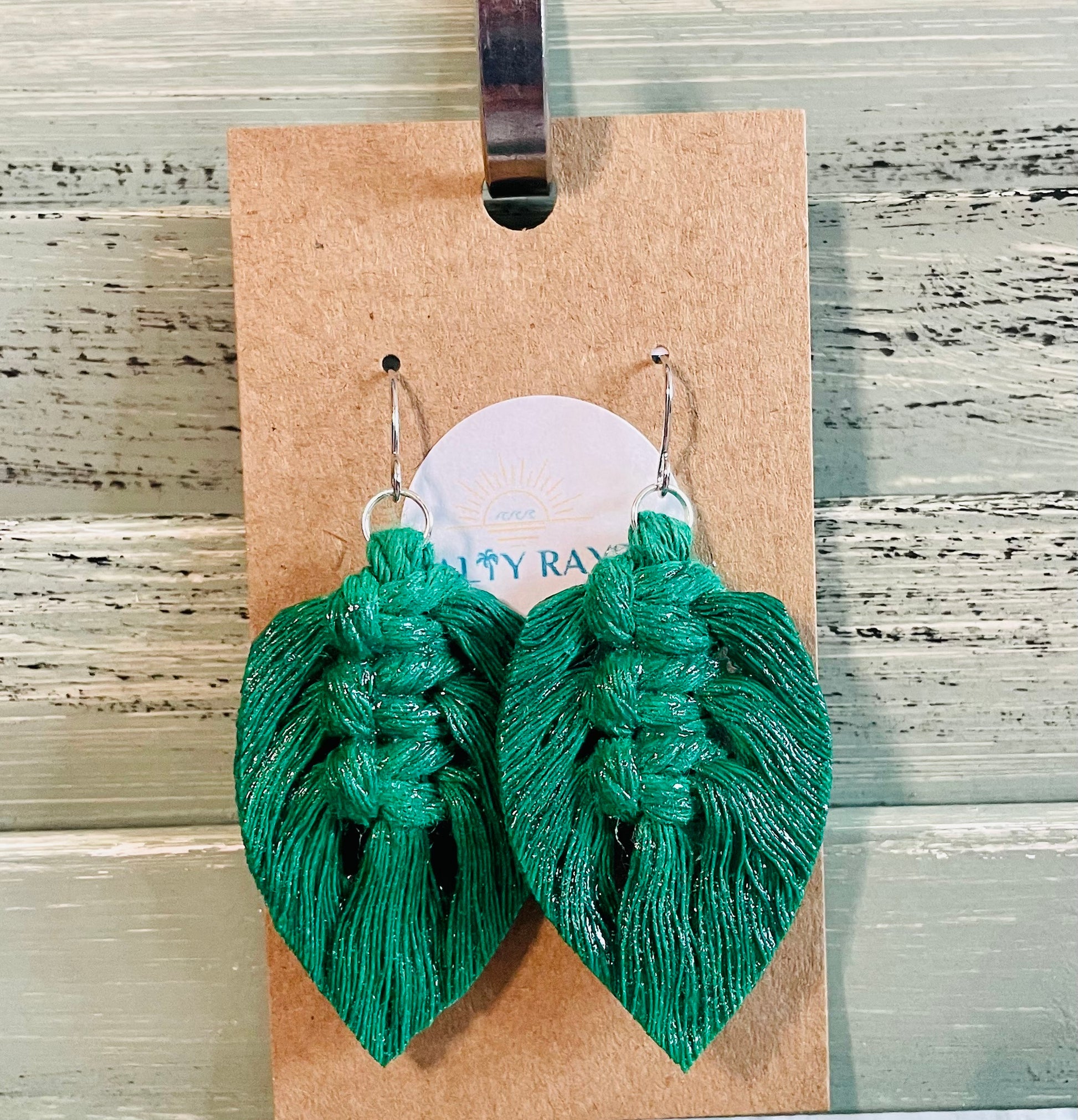 Macrame Earrings -Sprayed Feathers
