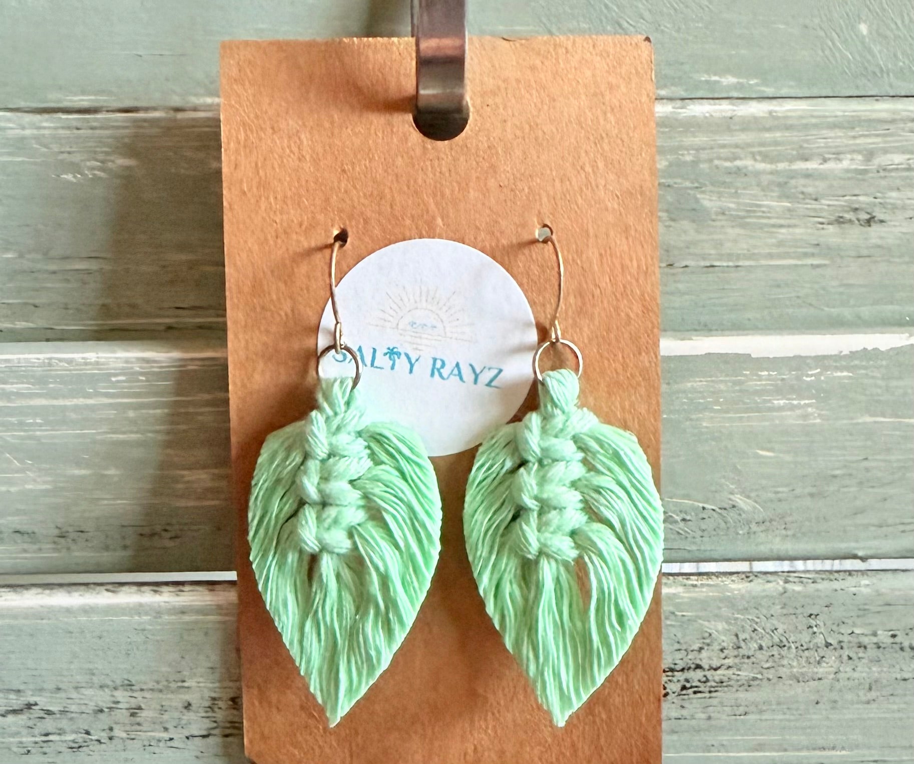 Macrame Earrings -Sprayed Feathers