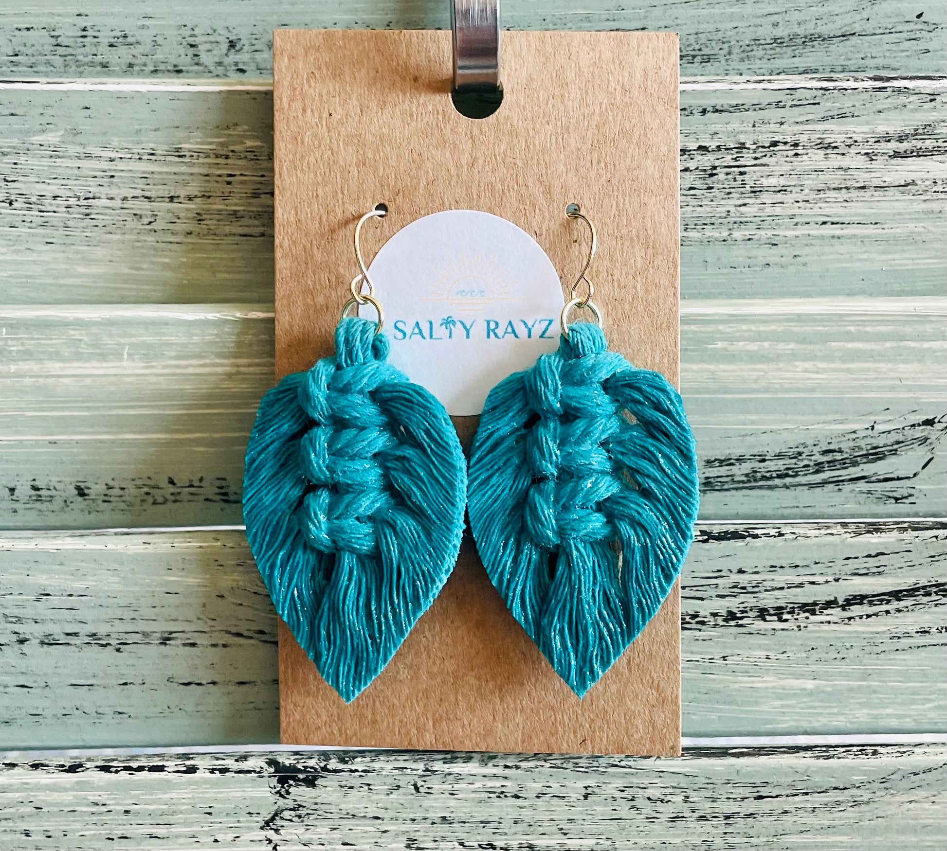 Macrame Earrings -Sprayed Feathers