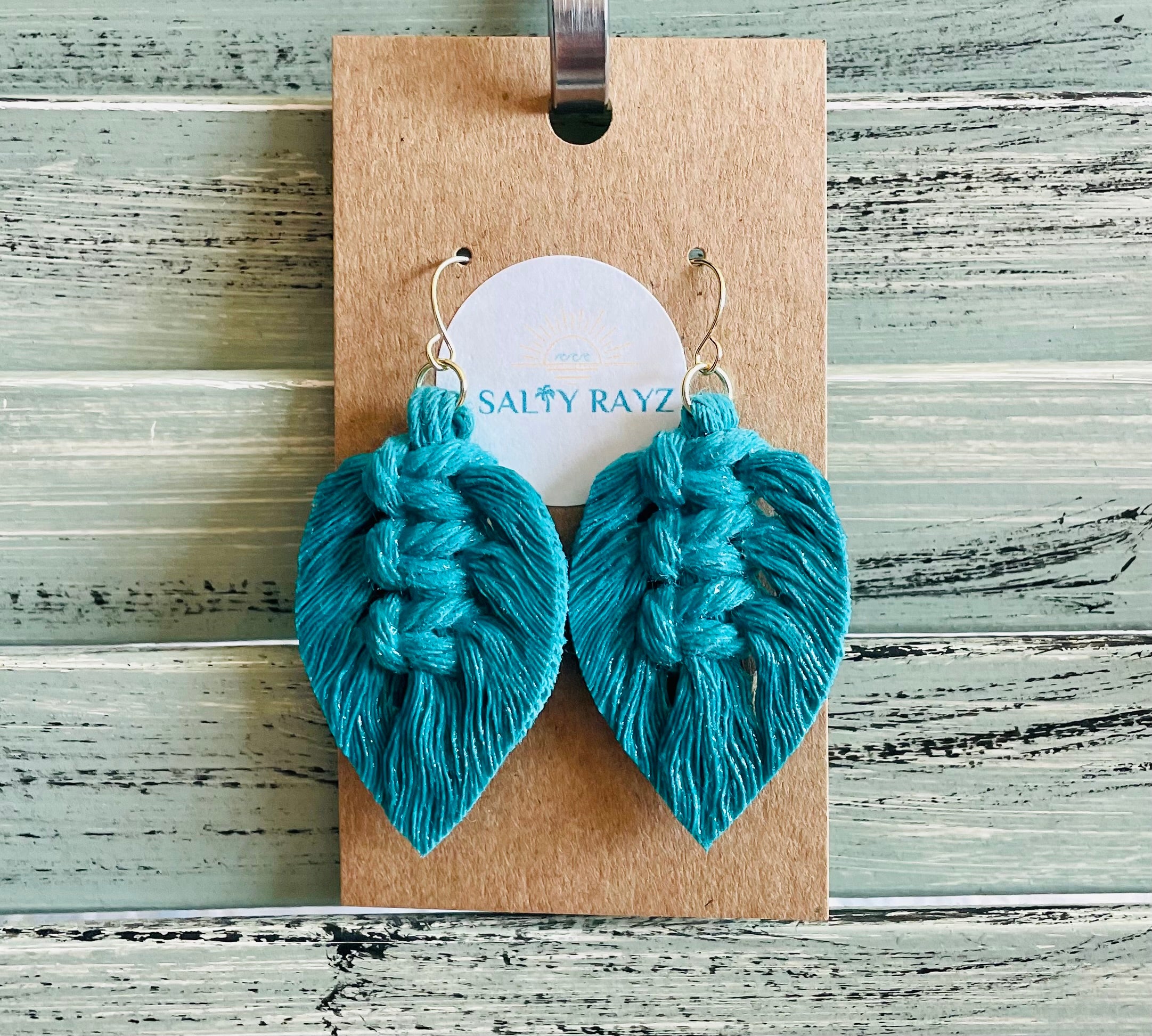 Macrame Earrings -Sprayed Feathers