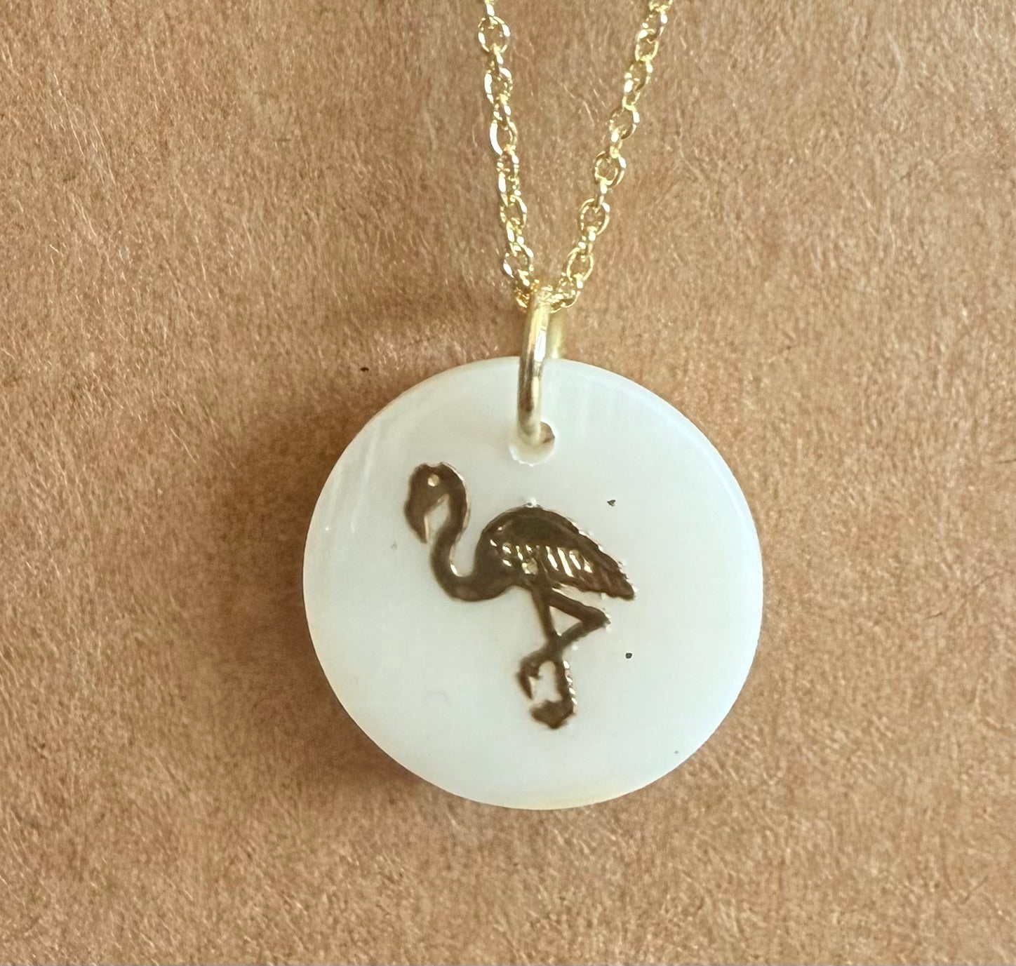 Fresh Water Shell Necklace: Flamingo