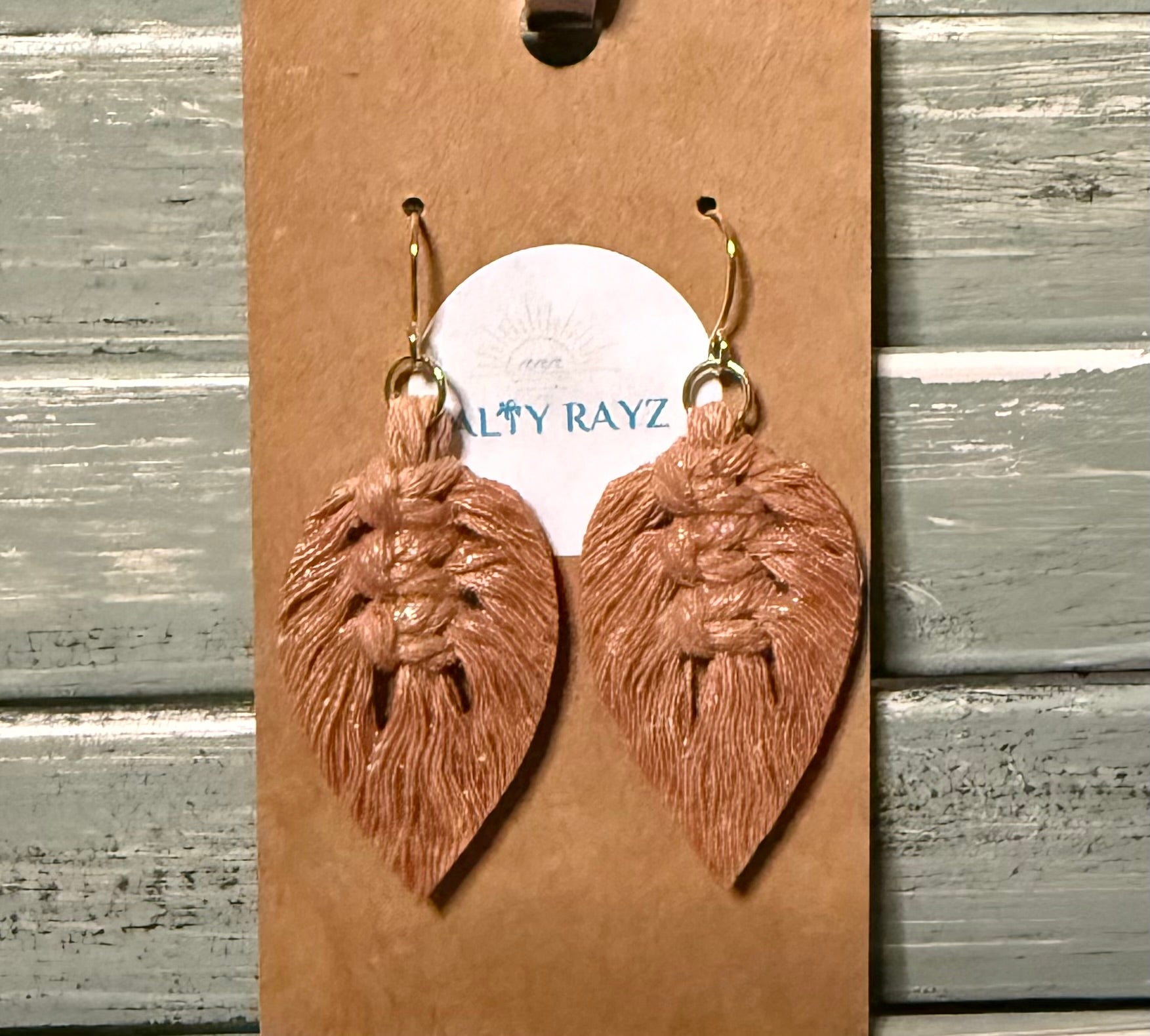 Macrame Earrings -Sprayed Feathers