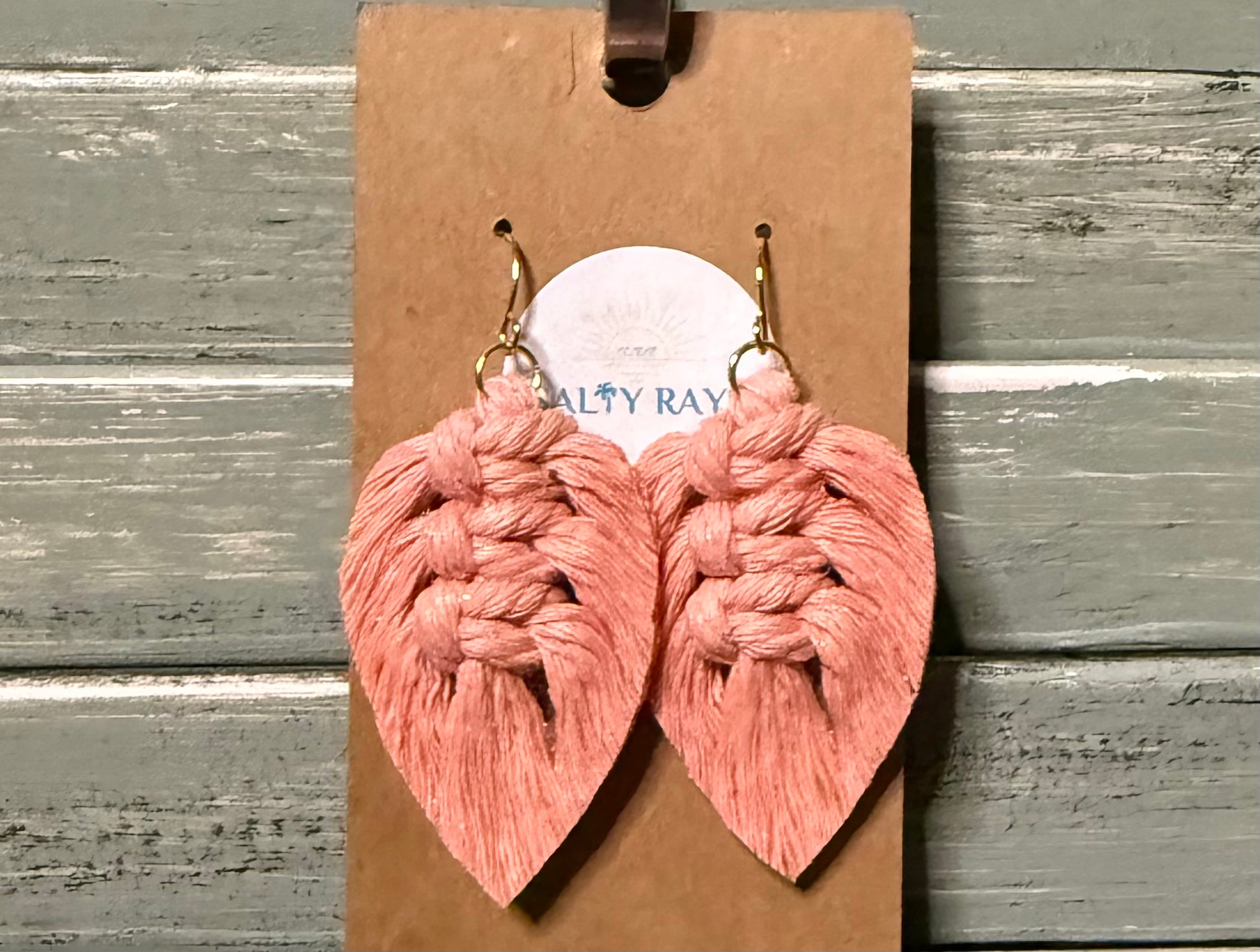 Macrame Earrings -Sprayed Feathers
