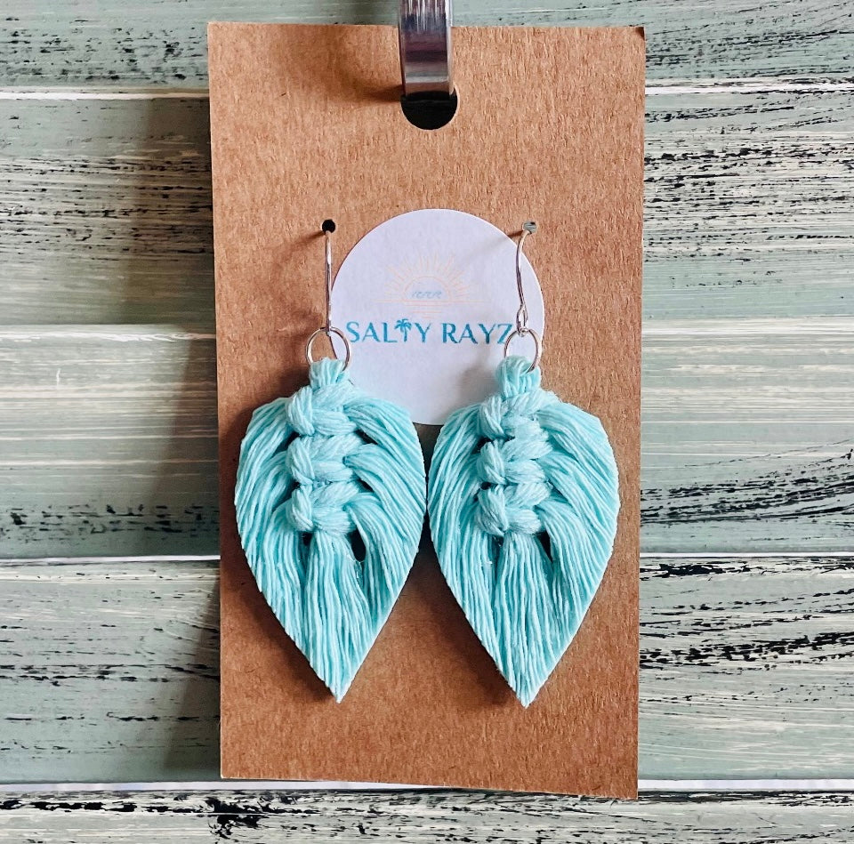 Macrame Earrings -Sprayed Feathers